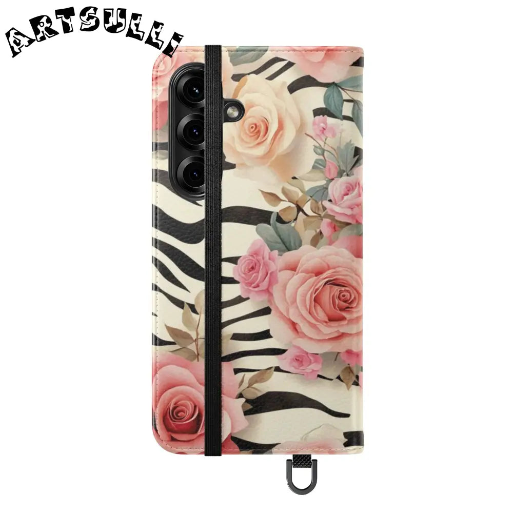 Floral Zebra Print Flip Cases, Artsulli - Art is Long, Life is Short, Phone Case, , , , , , ,