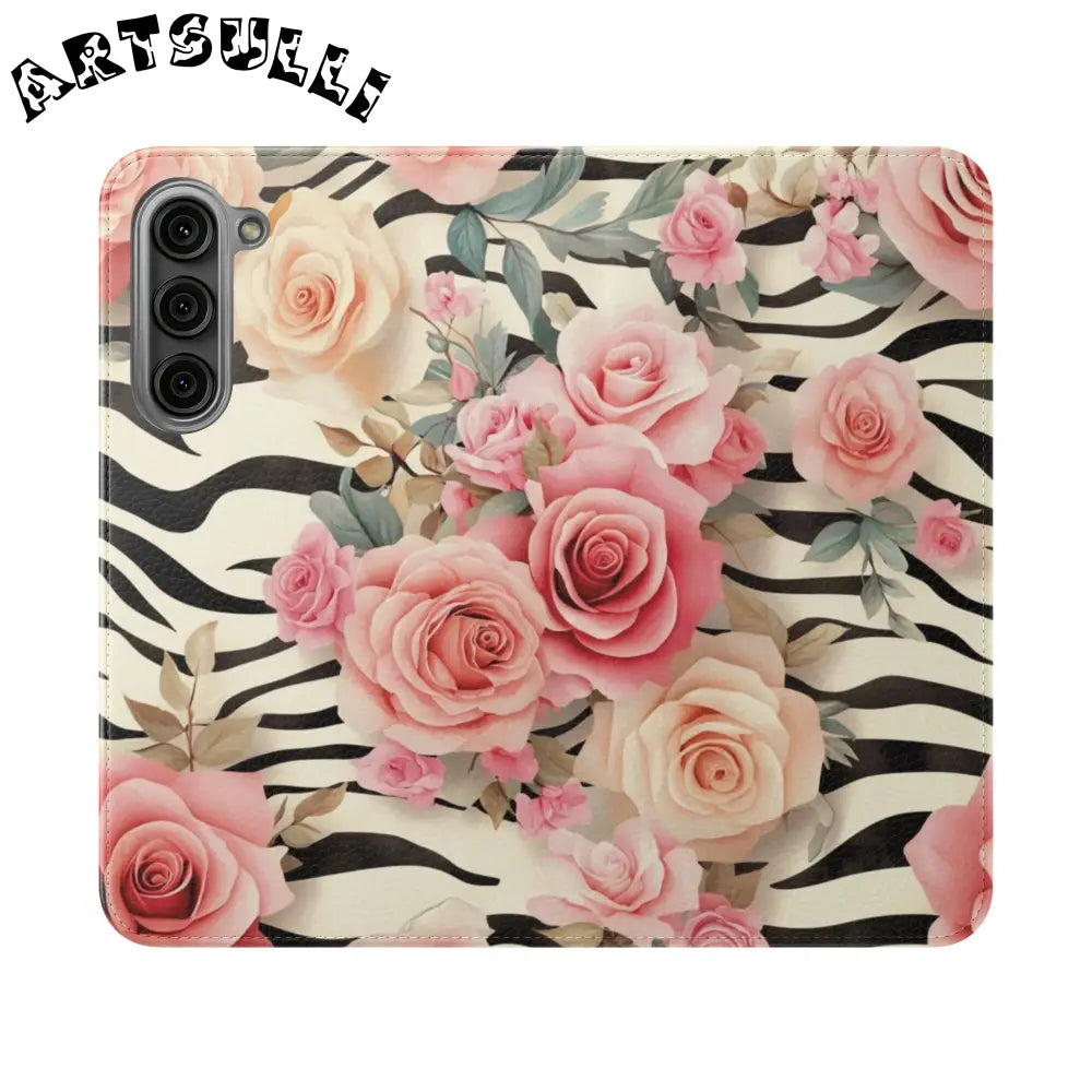 Floral Zebra Print Flip Cases, Artsulli - Art is Long, Life is Short, Phone Case, Size, Samsung Galaxy S23 Plus, , , , , 17388875869865960085