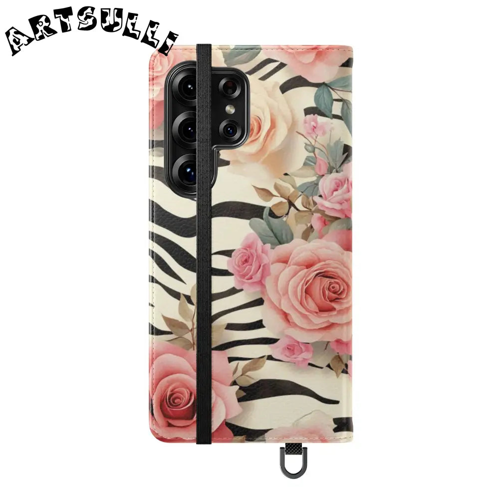 Floral Zebra Print Flip Cases, Artsulli - Art is Long, Life is Short, Phone Case, , , , , , ,