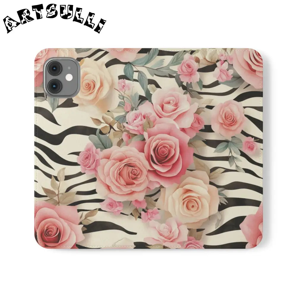 Floral Zebra Print Flip Cases, Artsulli - Art is Long, Life is Short, Phone Case, Size, iPhone 11, , , , , 19094968352716031920