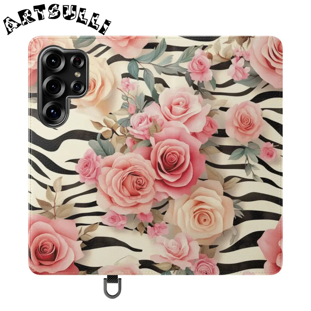 Floral Zebra Print Flip Cases, Artsulli - Art is Long, Life is Short, Phone Case, Size, Samsung Galaxy S25 Ultra, , , , , 21000969082247919611