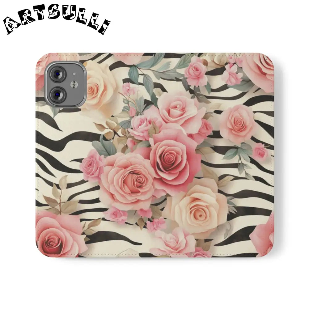 Floral Zebra Print Flip Cases, Artsulli - Art is Long, Life is Short, Phone Case, Size, iPhone 12 Mini, , , , , 96588853632548621235
