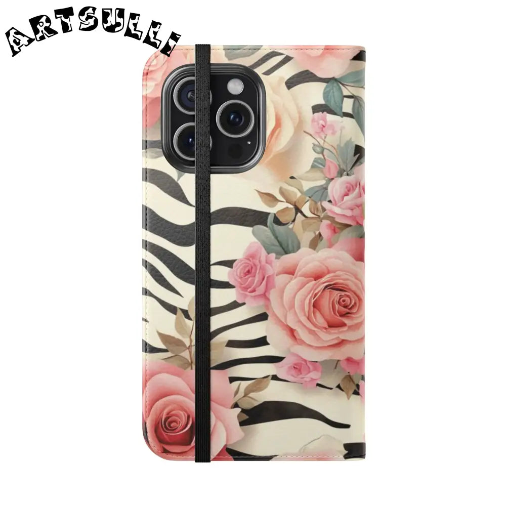 Floral Zebra Print Flip Cases, Artsulli - Art is Long, Life is Short, Phone Case, , , , , , ,
