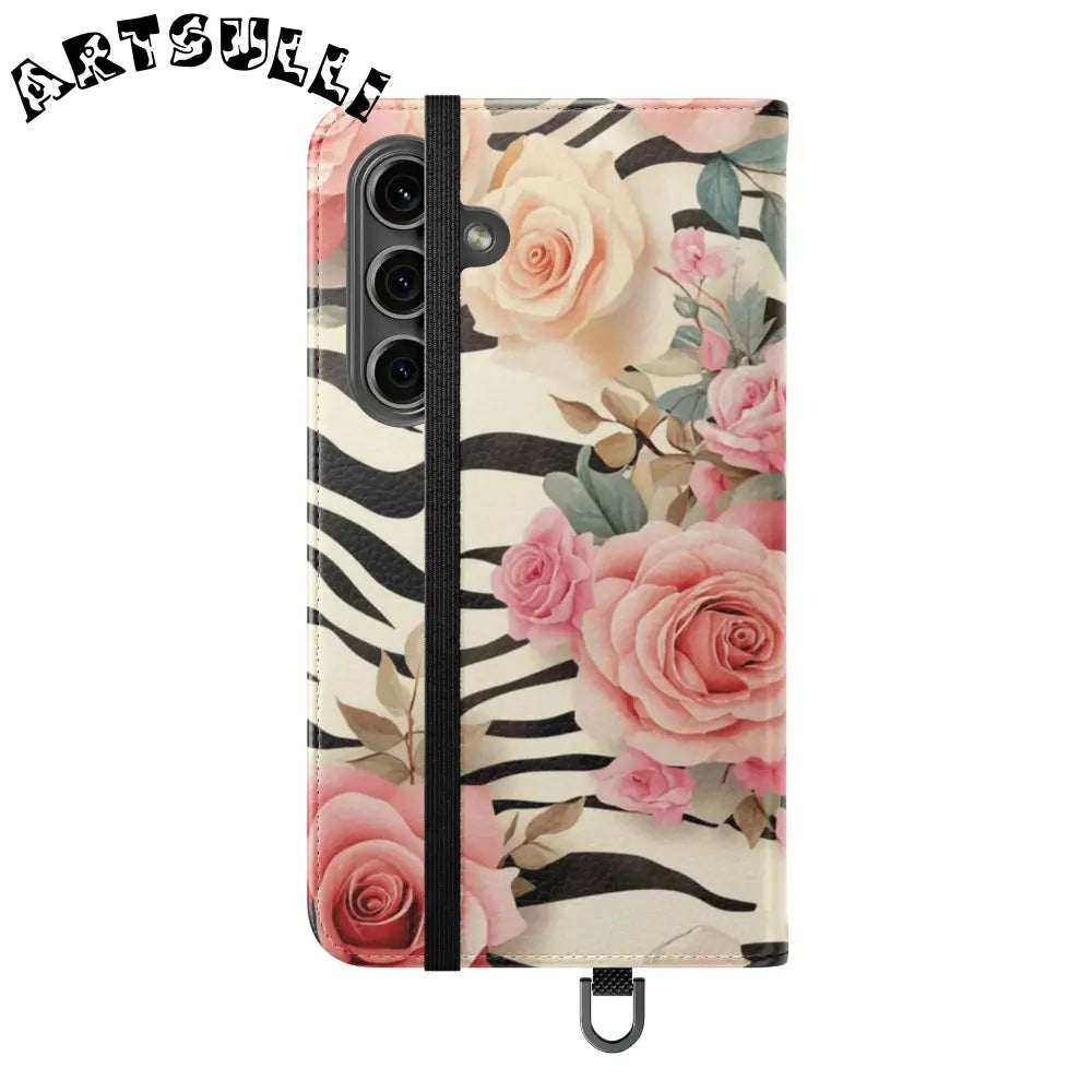 Floral Zebra Print Flip Cases, Artsulli - Art is Long, Life is Short, Phone Case, , , , , , ,