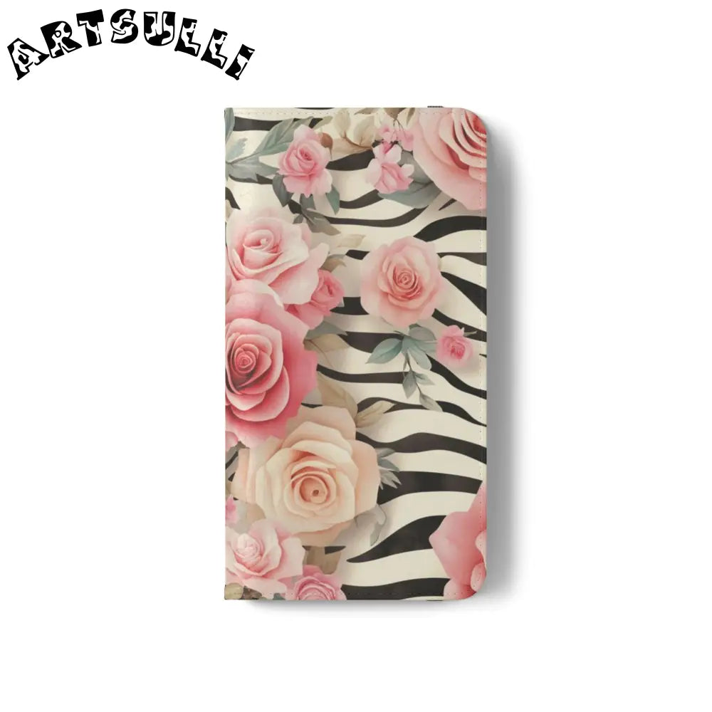 Floral Zebra Print Flip Cases, Artsulli - Art is Long, Life is Short, Phone Case, , , , , , ,
