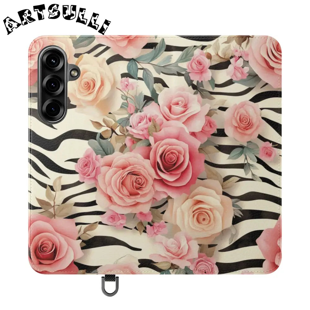 Floral Zebra Print Flip Cases, Artsulli - Art is Long, Life is Short, Phone Case, Size, Samsung Galaxy S25 Plus, , , , , 11216436991642796983
