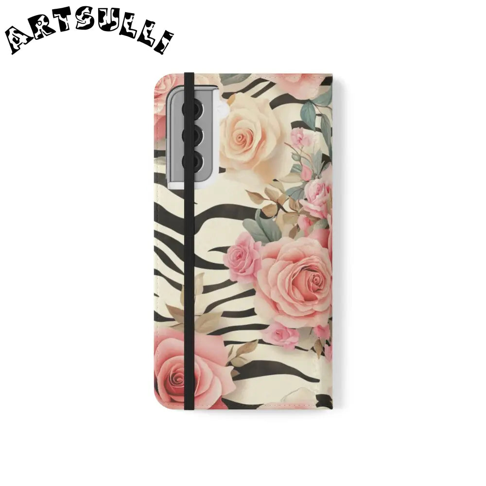 Floral Zebra Print Flip Cases, Artsulli - Art is Long, Life is Short, Phone Case, , , , , , ,