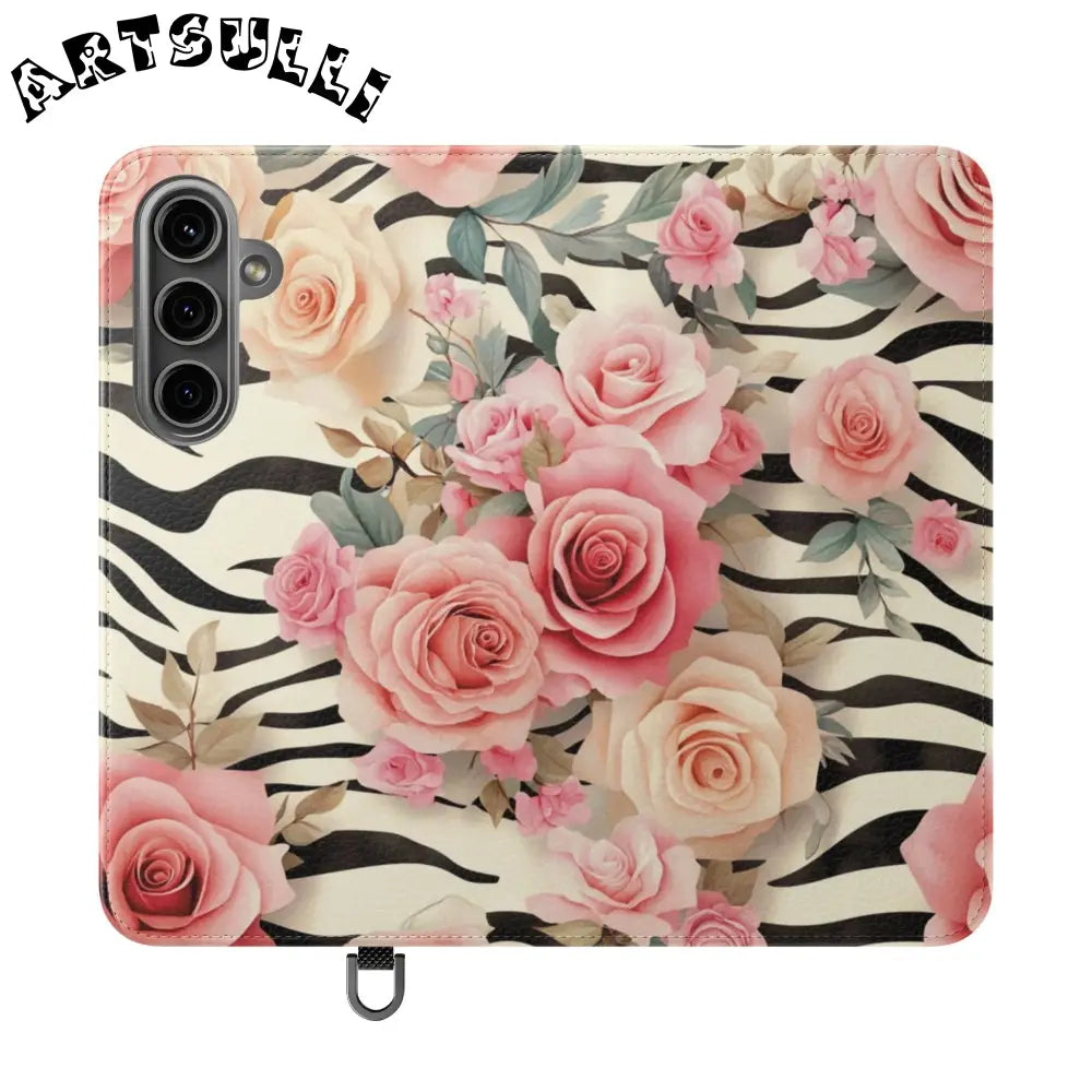 Floral Zebra Print Flip Cases, Artsulli - Art is Long, Life is Short, Phone Case, Size, Samsung Galaxy S24 Plus, , , , , 31748001093135277085