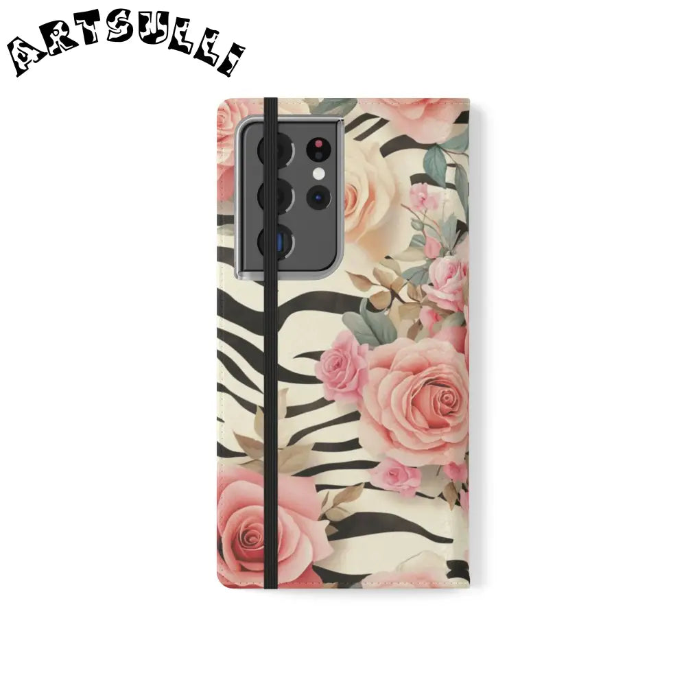 Floral Zebra Print Flip Cases, Artsulli - Art is Long, Life is Short, Phone Case, , , , , , ,