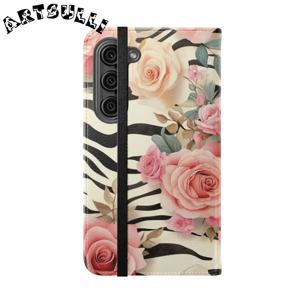 Floral Zebra Print Flip Cases, Artsulli - Art is Long, Life is Short, Phone Case, , , , , , ,