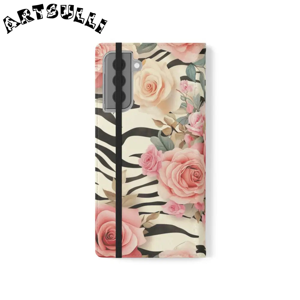 Floral Zebra Print Flip Cases, Artsulli - Art is Long, Life is Short, Phone Case, , , , , , ,