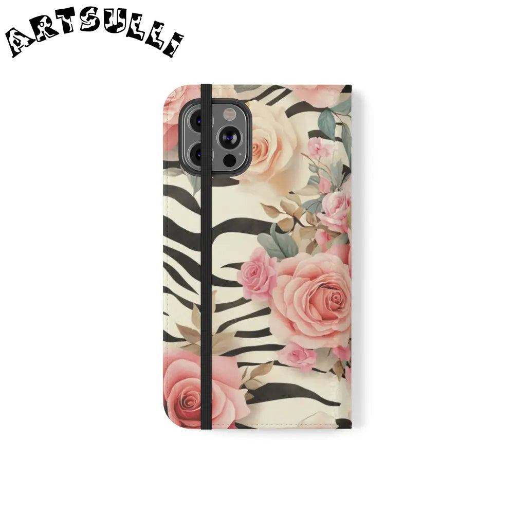Floral Zebra Print Flip Cases, Artsulli - Art is Long, Life is Short, Phone Case, , , , , , ,
