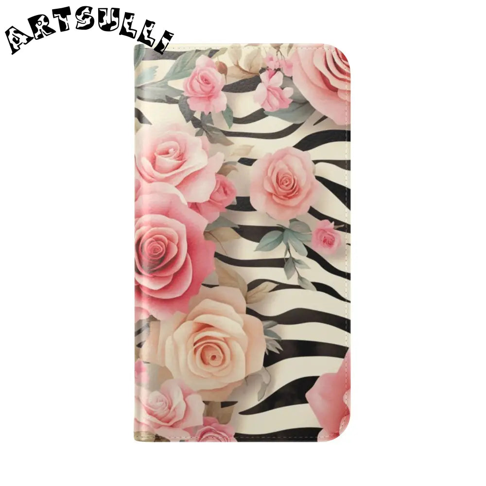 Floral Zebra Print Flip Cases, Artsulli - Art is Long, Life is Short, Phone Case, , , , , , ,