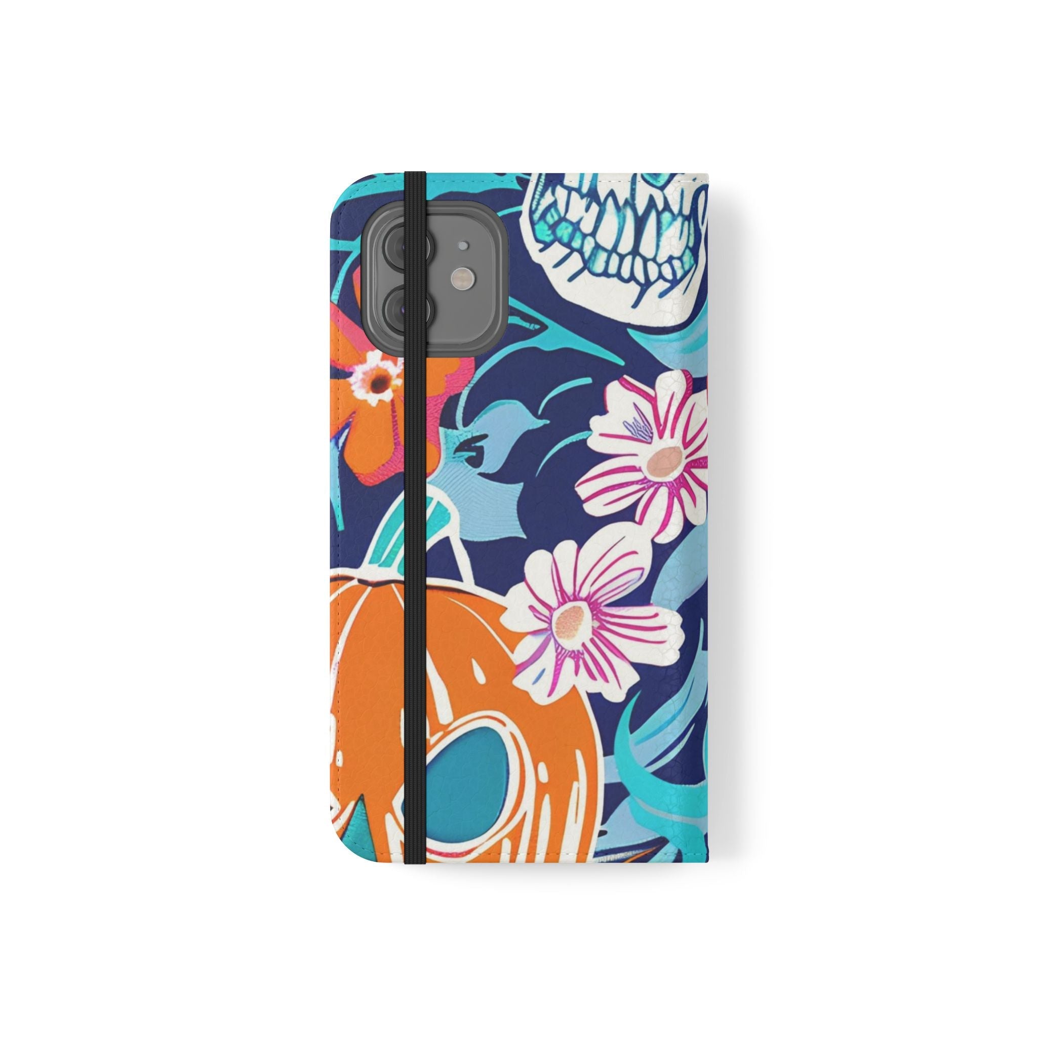 Halloween Floral and Skull Flip Cases, Artsulli - Art is Long, Life is Short, Phone Case, , , , , , ,