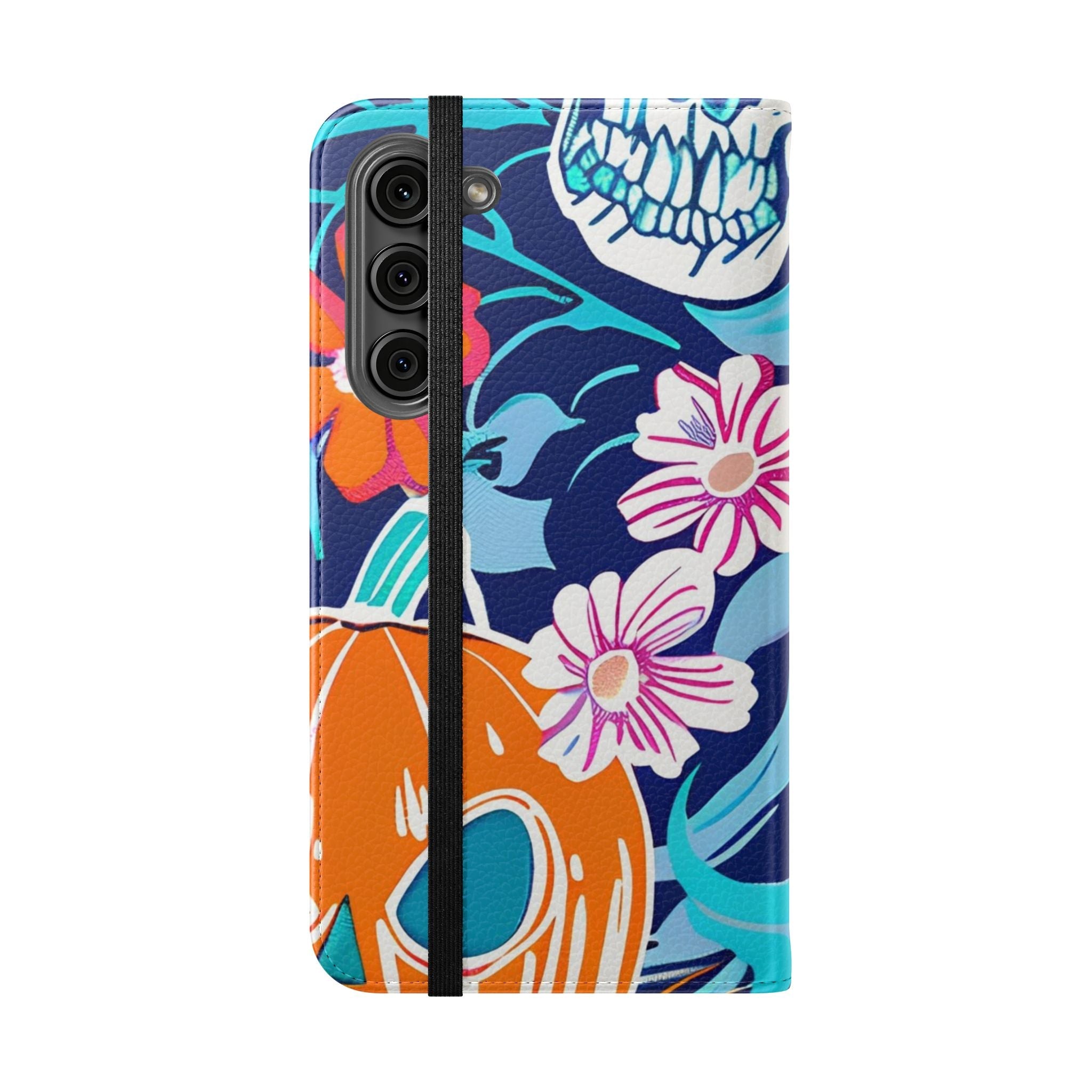 Halloween Floral and Skull Flip Cases, Artsulli - Art is Long, Life is Short, Phone Case, , , , , , ,