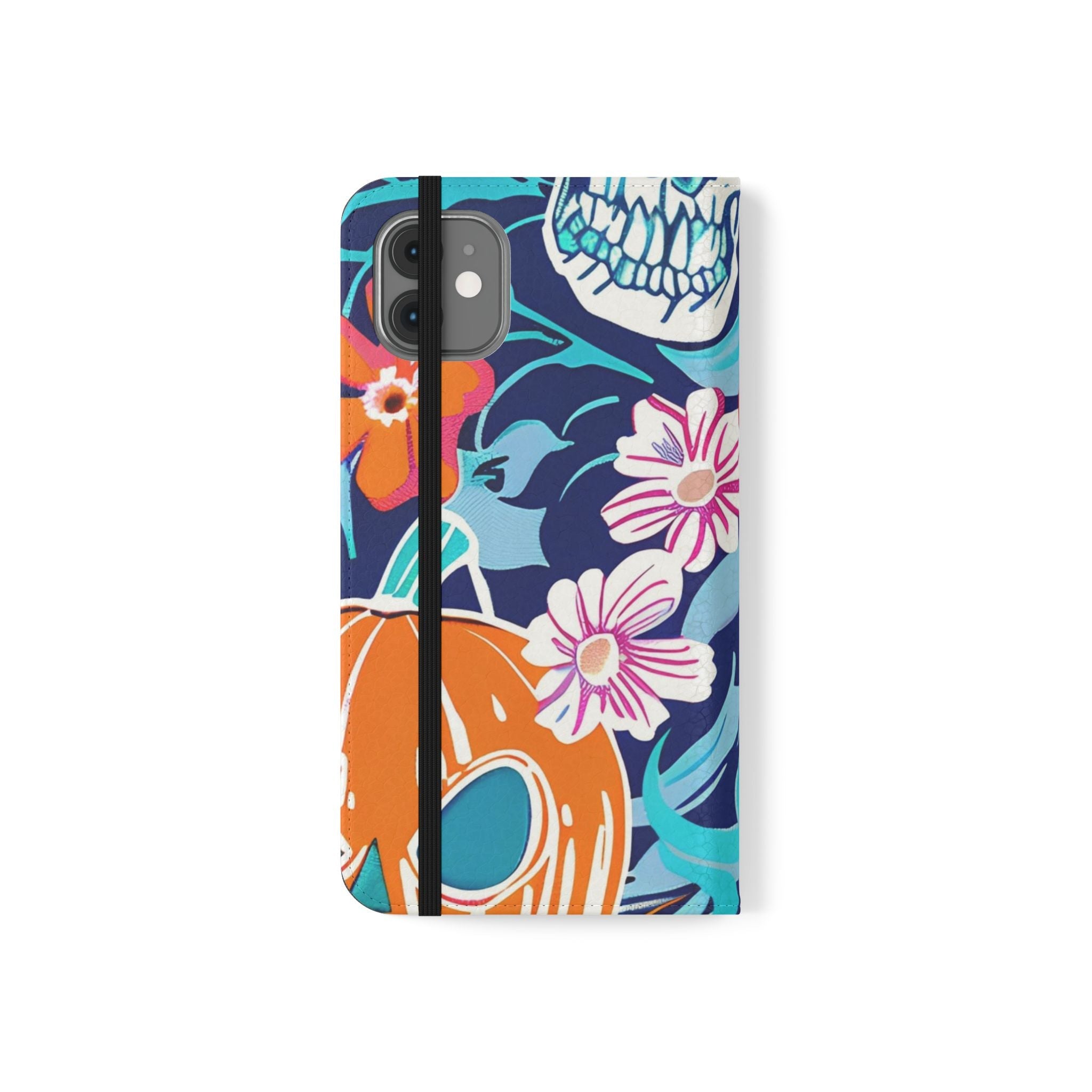 Halloween Floral and Skull Flip Cases, Artsulli - Art is Long, Life is Short, Phone Case, , , , , , ,