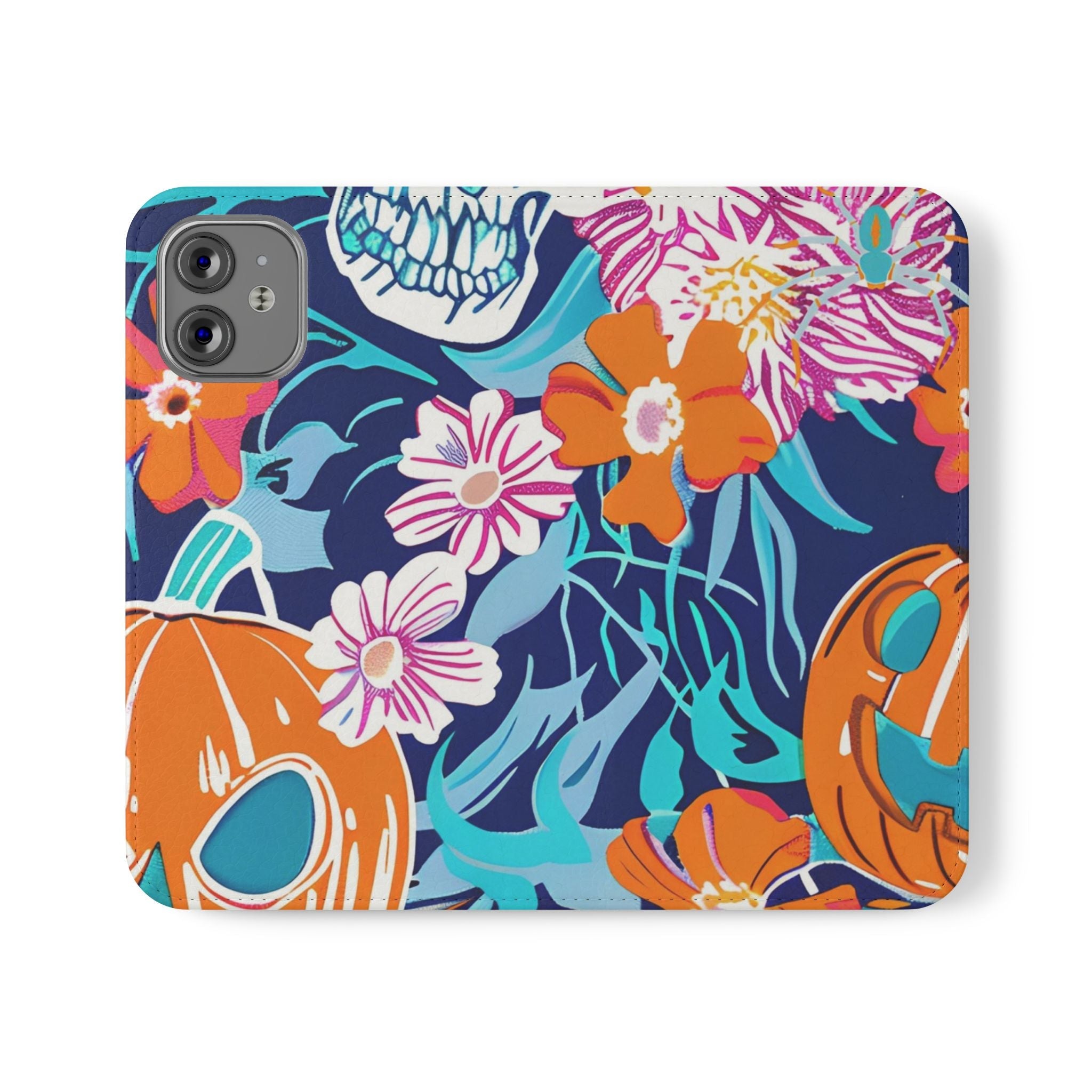 Halloween Floral and Skull Flip Cases, Artsulli - Art is Long, Life is Short, Phone Case, Size, iPhone 12 Mini, , , , , 15951941764459249824