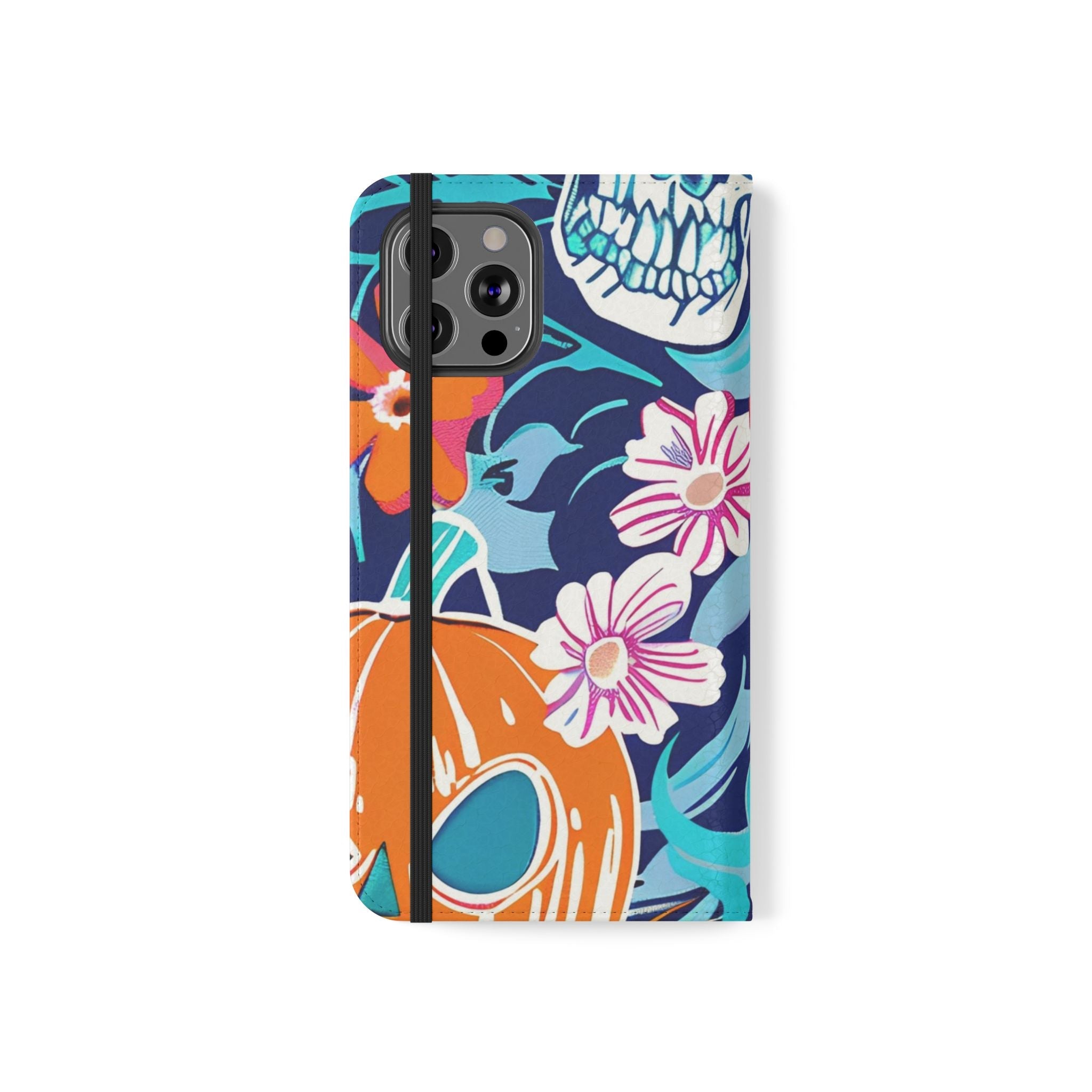 Halloween Floral and Skull Flip Cases, Artsulli - Art is Long, Life is Short, Phone Case, , , , , , ,