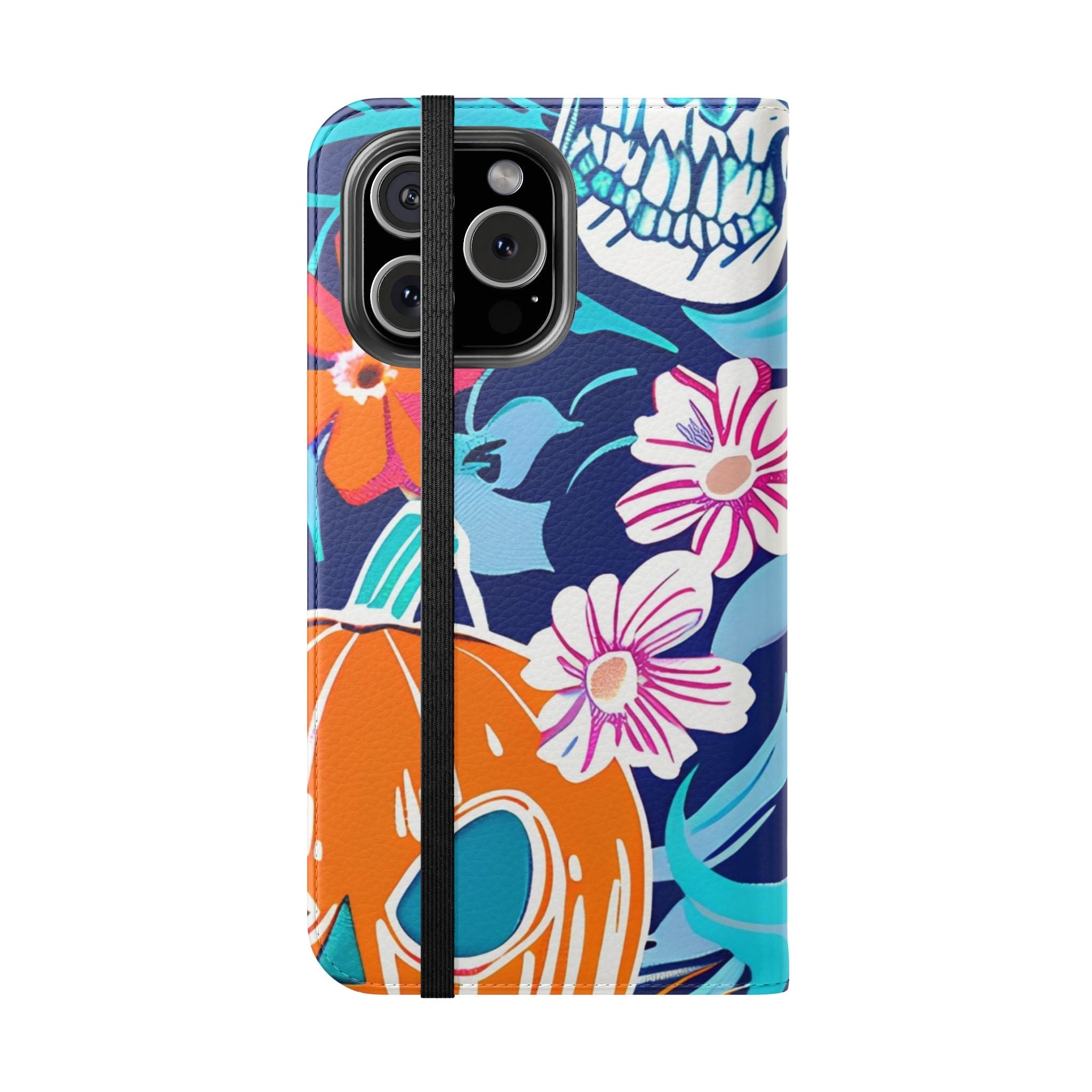 Halloween Floral and Skull Flip Cases, Artsulli - Art is Long, Life is Short, Phone Case, , , , , , ,