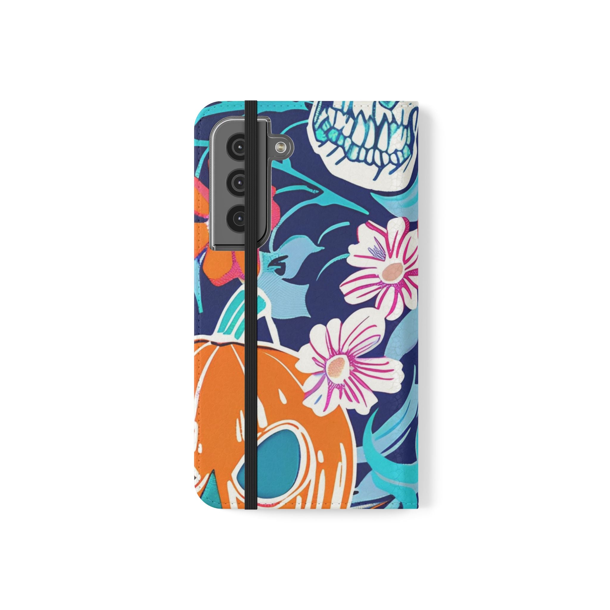 Halloween Floral and Skull Flip Cases, Artsulli - Art is Long, Life is Short, Phone Case, , , , , , ,