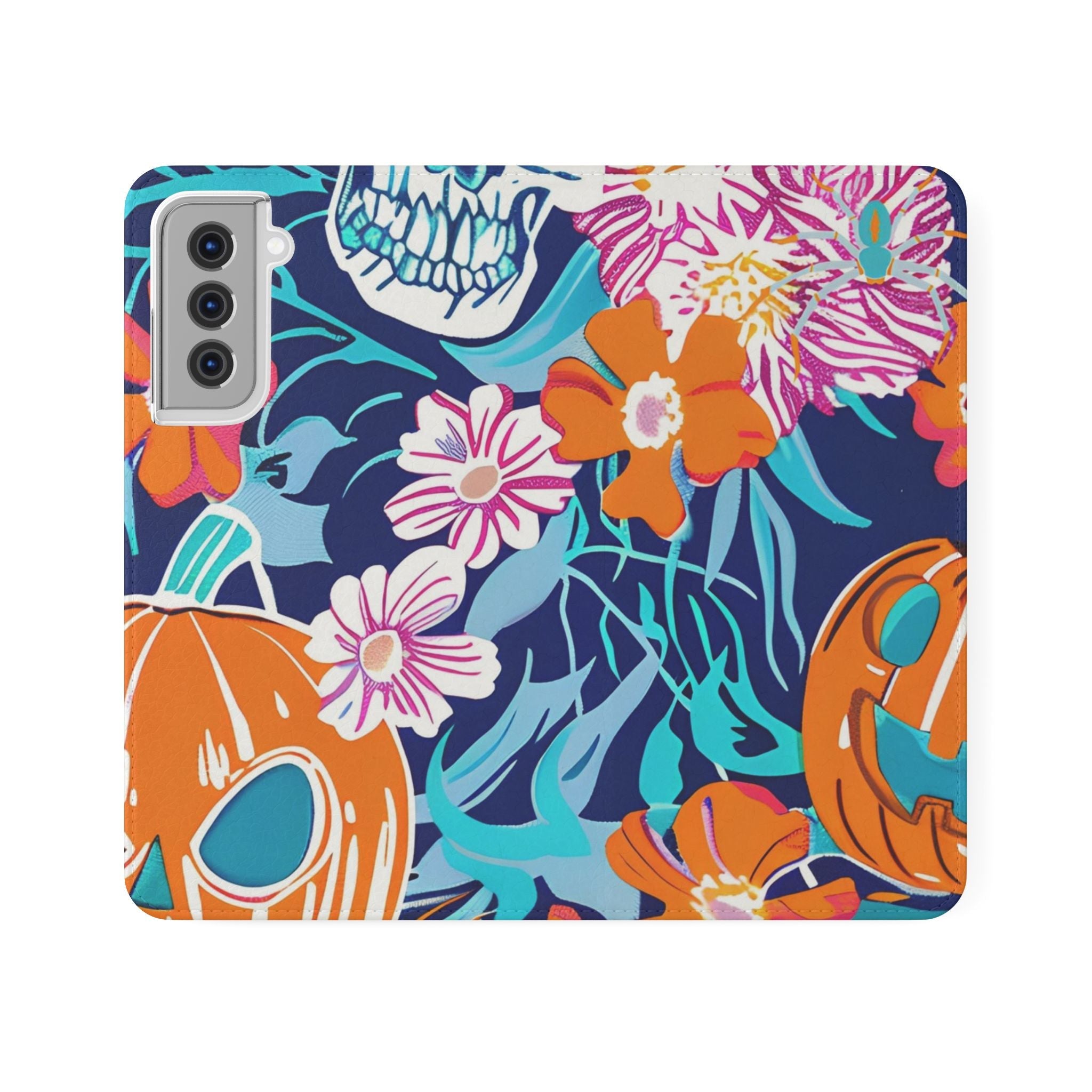Halloween Floral and Skull Flip Cases, Artsulli - Art is Long, Life is Short, Phone Case, Size, Samsung Galaxy S21, , , , , 26940437355795420506