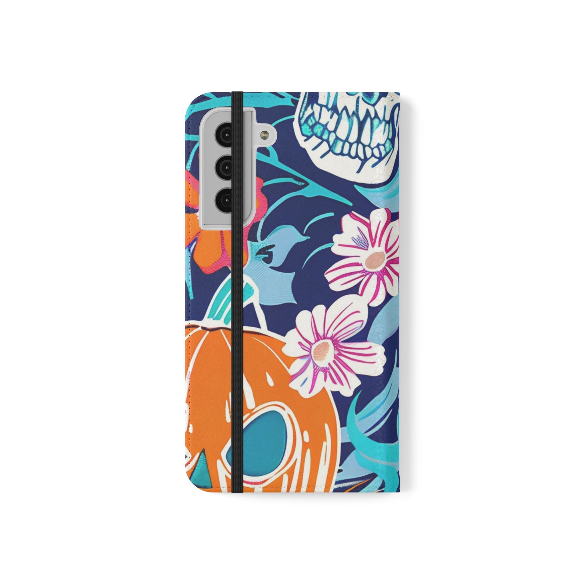 Halloween Floral and Skull Flip Cases, Artsulli - Art is Long, Life is Short, Phone Case, , , , , , ,
