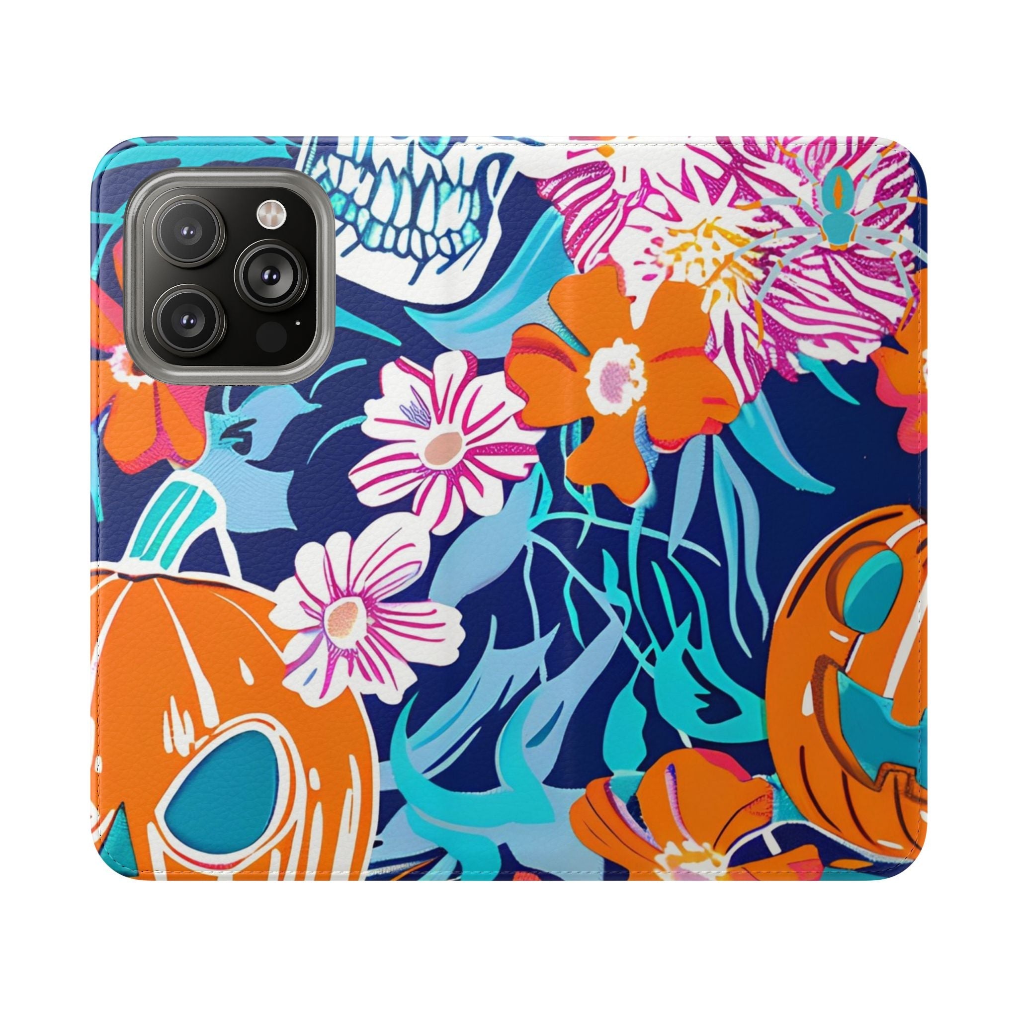 Halloween Floral and Skull Flip Cases, Artsulli - Art is Long, Life is Short, Phone Case, Size, iPhone 14 Pro, , , , , 17597740093712555789