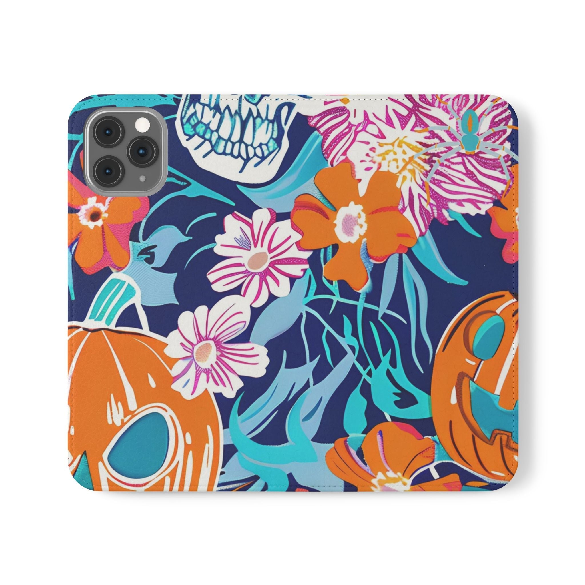 Halloween Floral and Skull Flip Cases, Artsulli - Art is Long, Life is Short, Phone Case, Size, iPhone 11 Pro, , , , , 13757342009613058038