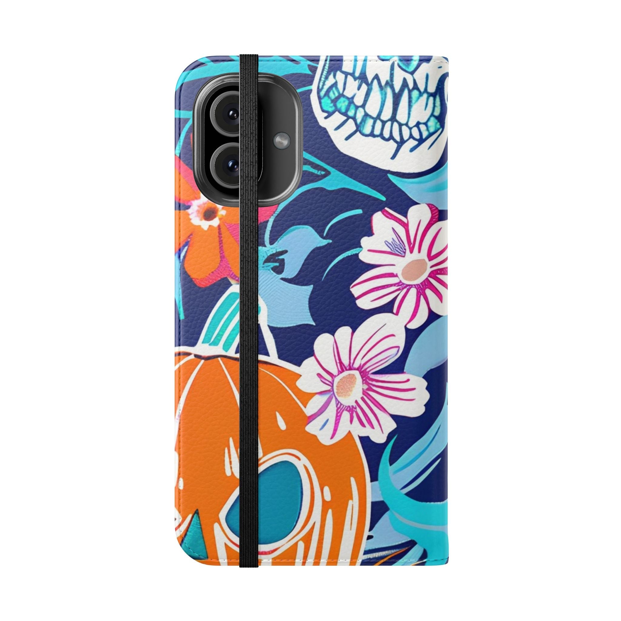 Halloween Floral and Skull Flip Cases, Artsulli - Art is Long, Life is Short, Phone Case, , , , , , ,