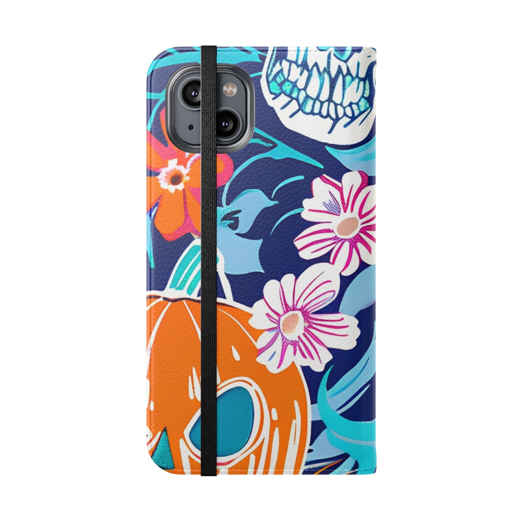 Halloween Floral and Skull Flip Cases, Artsulli - Art is Long, Life is Short, Phone Case, , , , , , ,