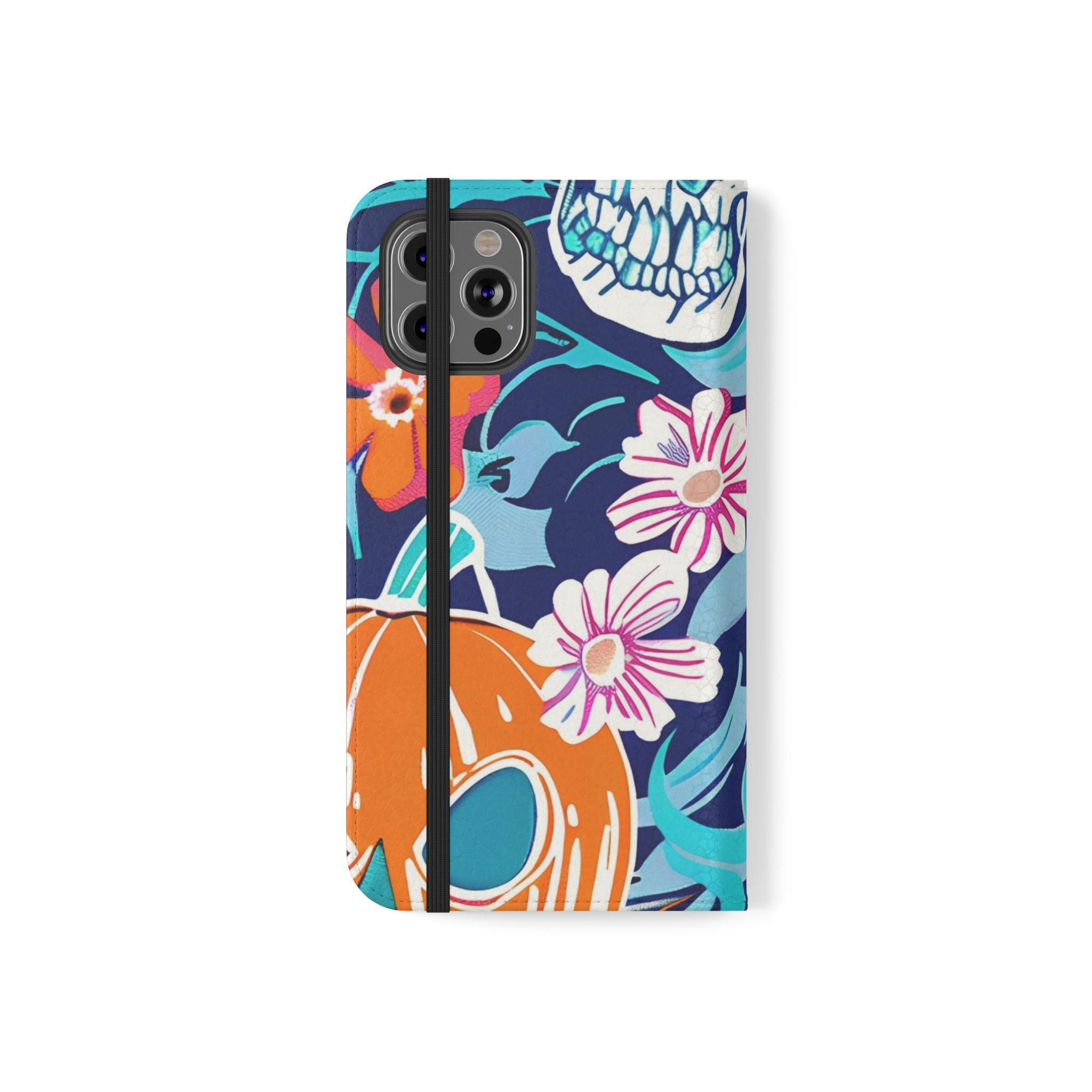 Halloween Floral and Skull Flip Cases, Artsulli - Art is Long, Life is Short, Phone Case, , , , , , ,