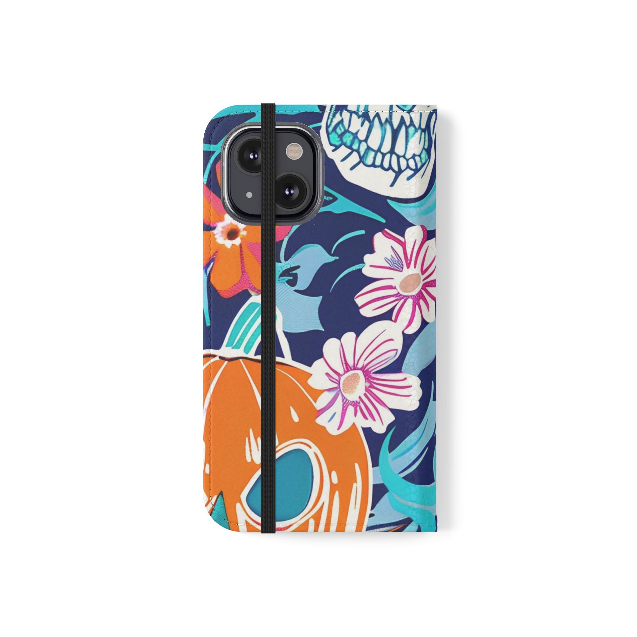 Halloween Floral and Skull Flip Cases, Artsulli - Art is Long, Life is Short, Phone Case, , , , , , ,
