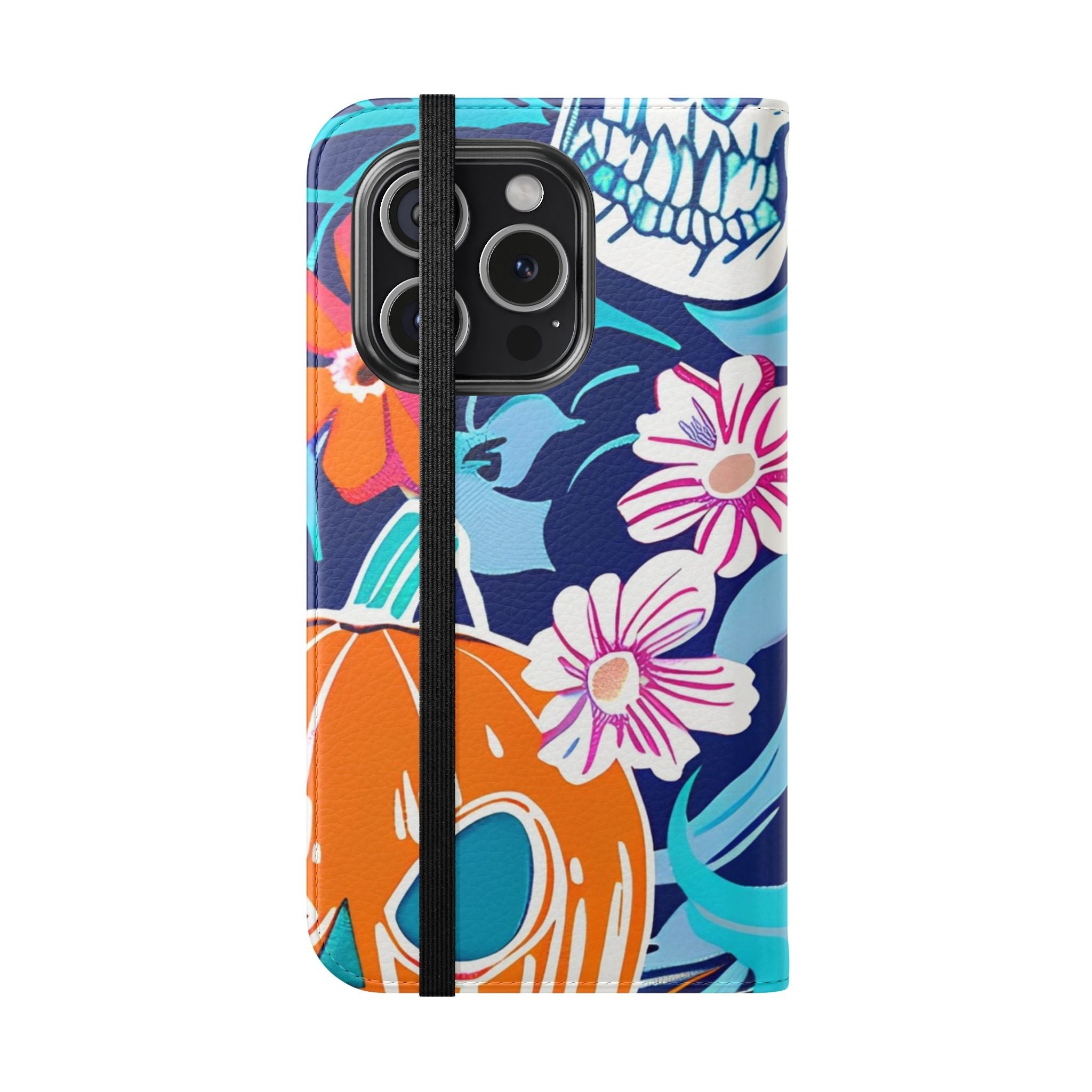 Halloween Floral and Skull Flip Cases, Artsulli - Art is Long, Life is Short, Phone Case, , , , , , ,