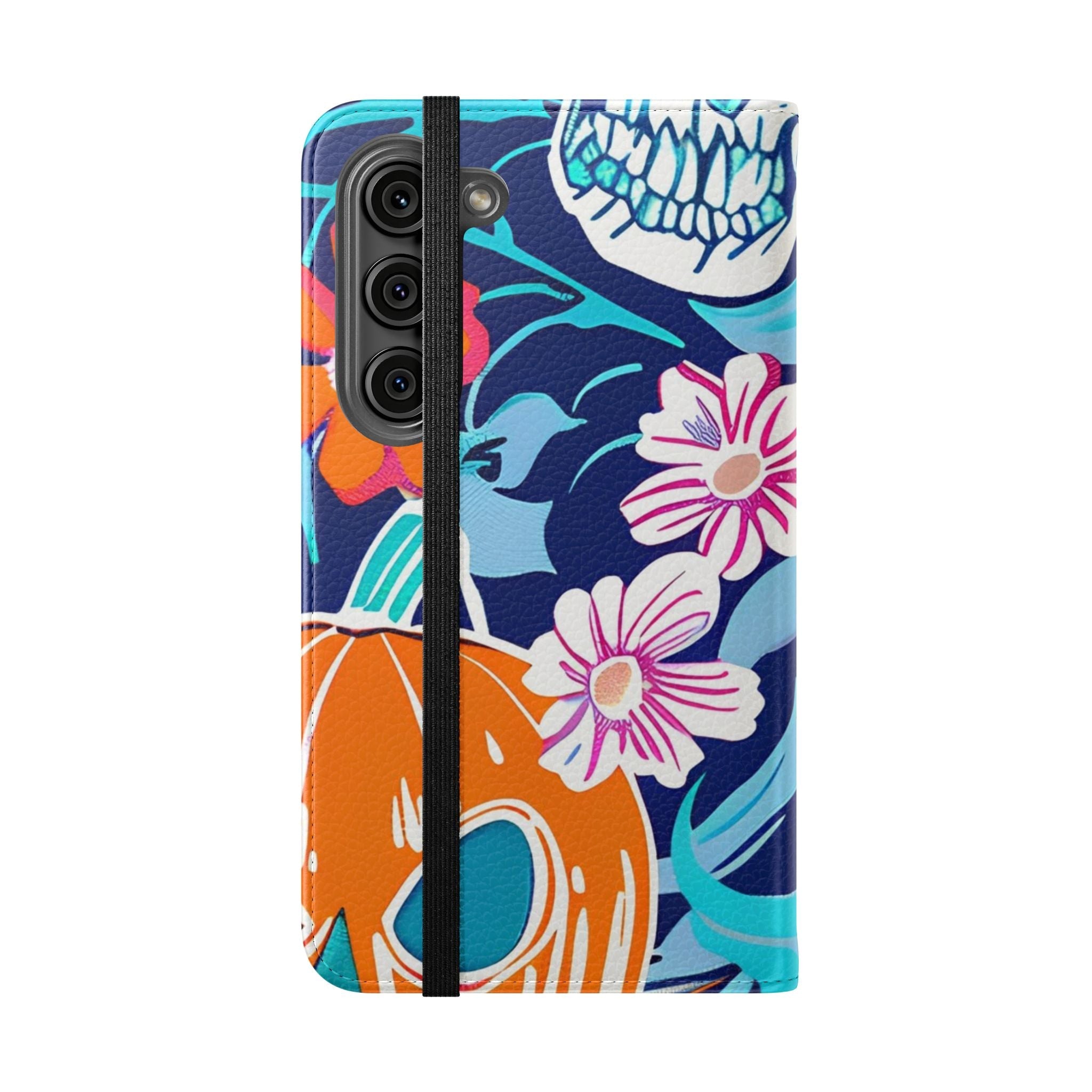 Halloween Floral and Skull Flip Cases, Artsulli - Art is Long, Life is Short, Phone Case, , , , , , ,