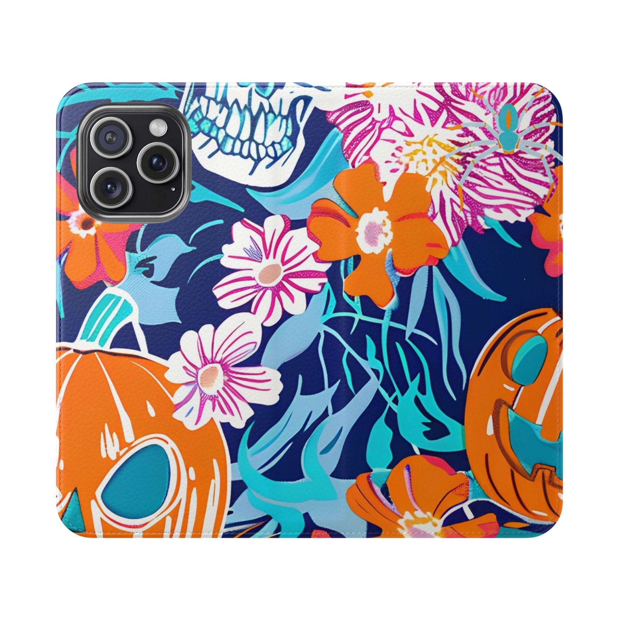 Halloween Floral and Skull Flip Cases, Artsulli - Art is Long, Life is Short, Phone Case, Size, iPhone 15 Pro Max, , , , , 76406060812390758670