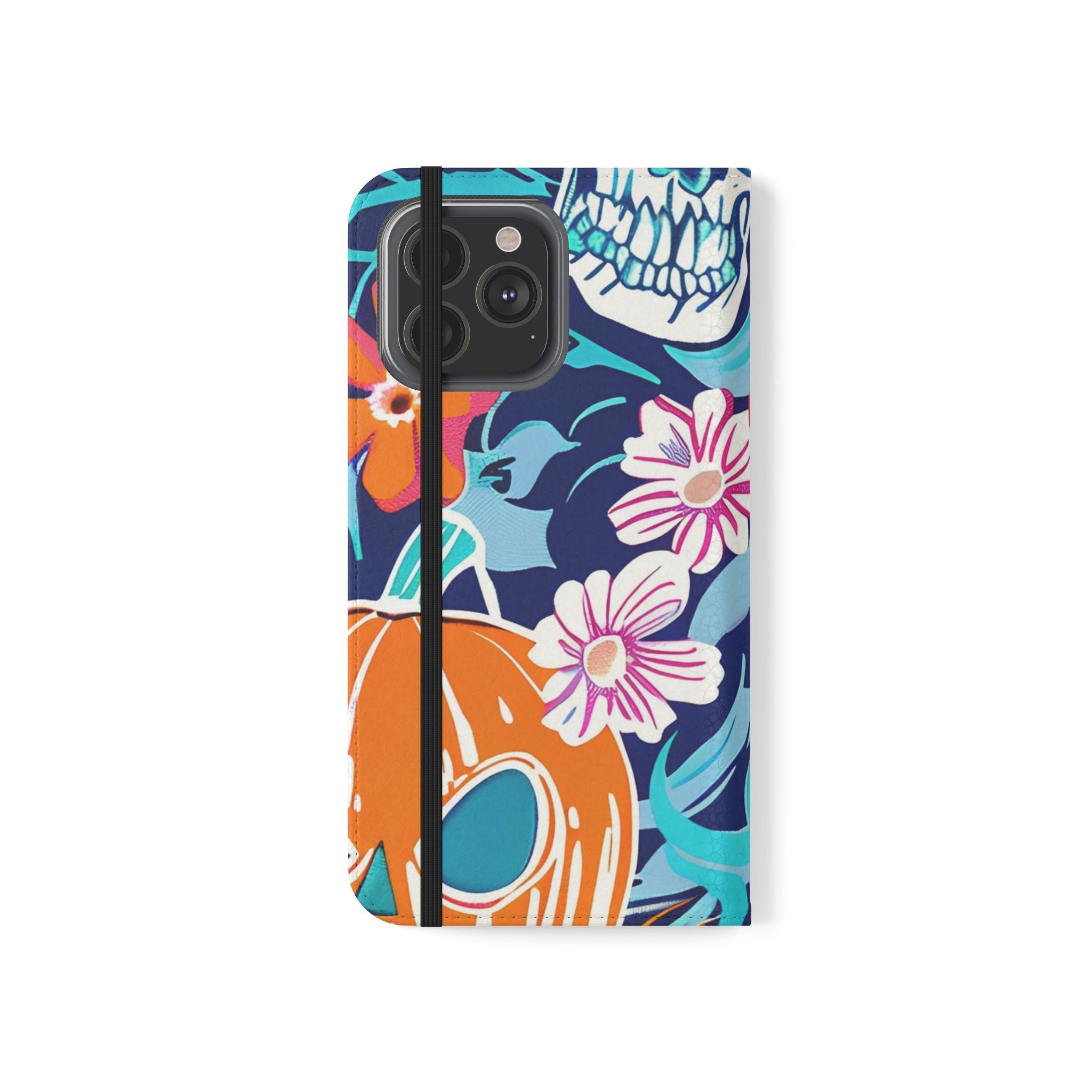 Halloween Floral and Skull Flip Cases, Artsulli - Art is Long, Life is Short, Phone Case, , , , , , ,