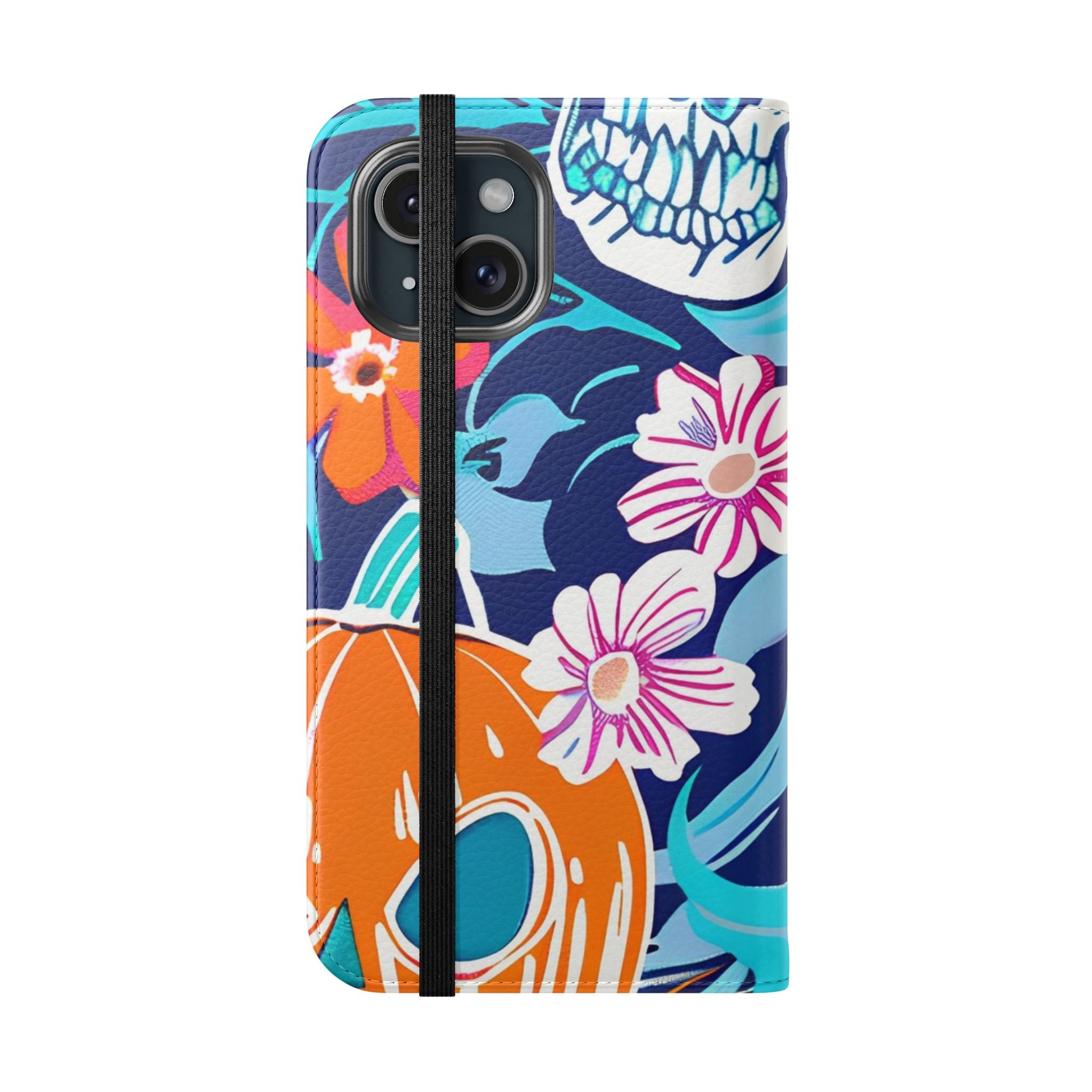 Halloween Floral and Skull Flip Cases, Artsulli - Art is Long, Life is Short, Phone Case, , , , , , ,