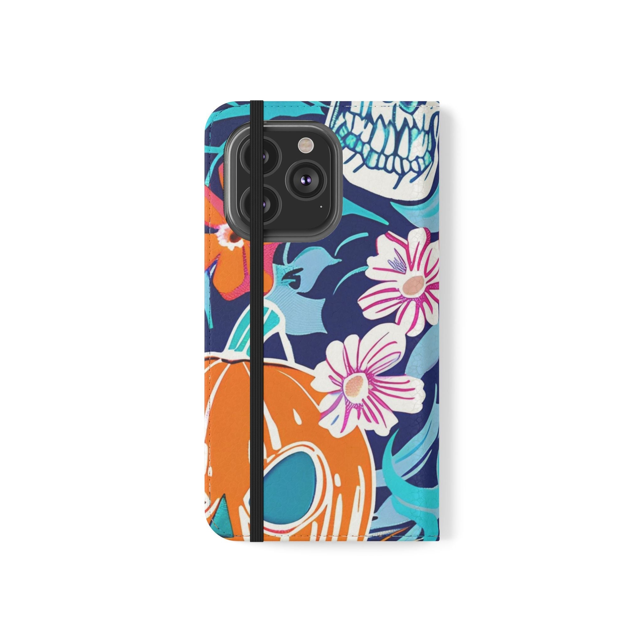 Halloween Floral and Skull Flip Cases, Artsulli - Art is Long, Life is Short, Phone Case, , , , , , ,