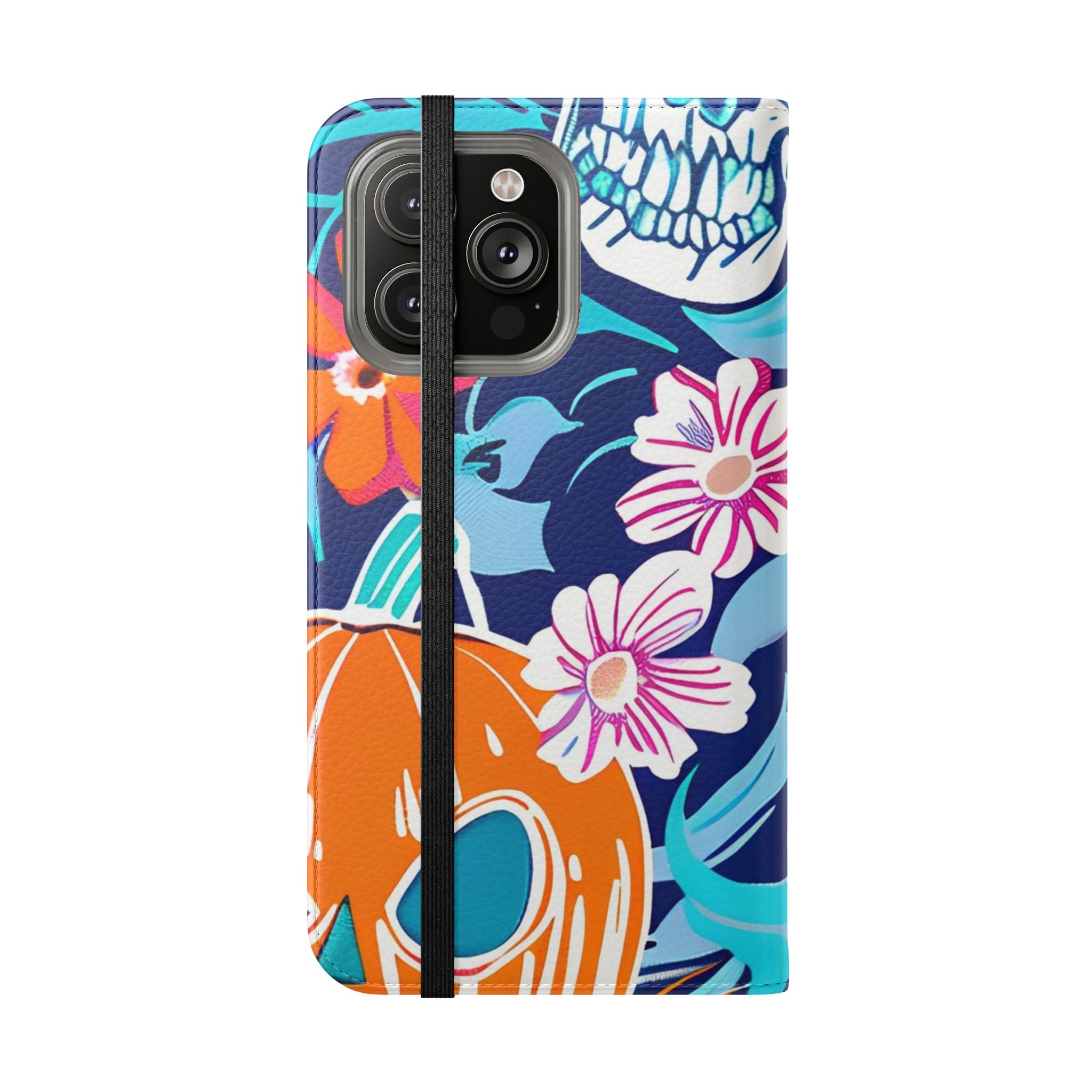 Halloween Floral and Skull Flip Cases, Artsulli - Art is Long, Life is Short, Phone Case, , , , , , ,