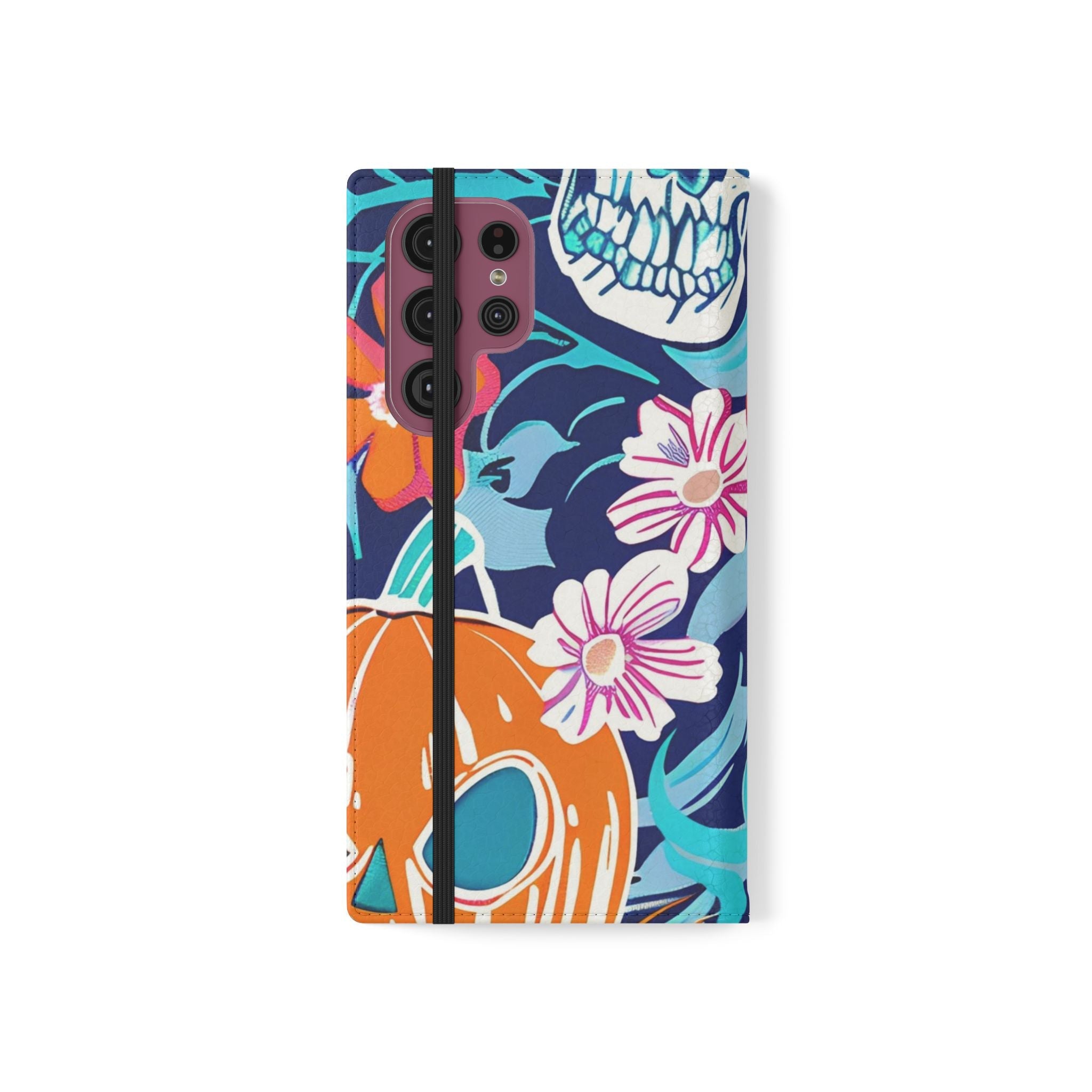 Halloween Floral and Skull Flip Cases, Artsulli - Art is Long, Life is Short, Phone Case, , , , , , ,