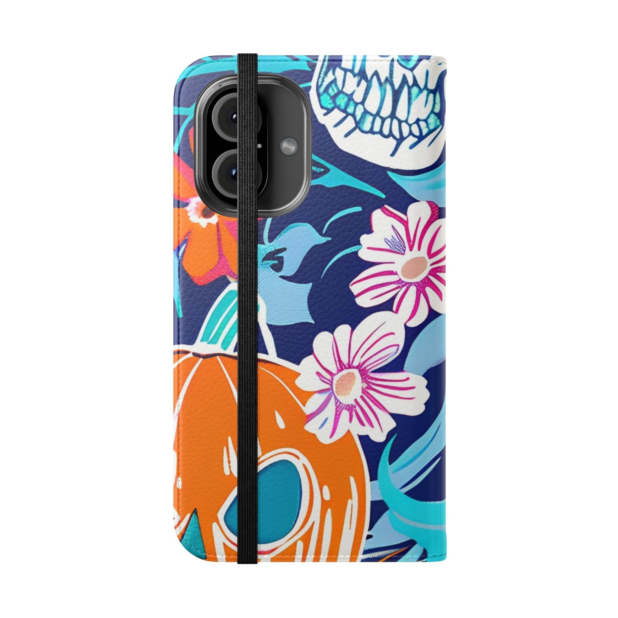 Halloween Floral and Skull Flip Cases, Artsulli - Art is Long, Life is Short, Phone Case, , , , , , ,