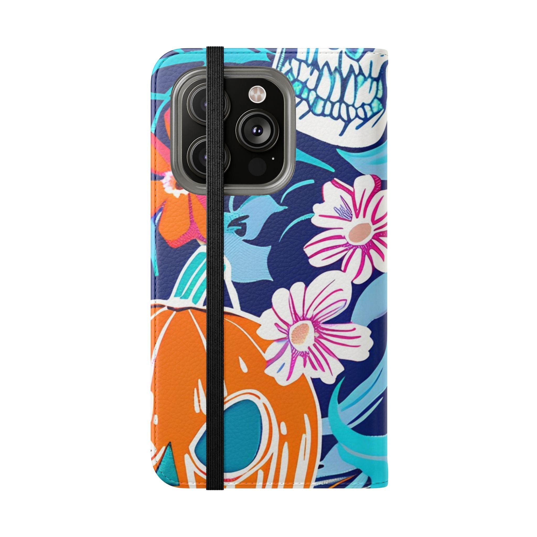 Halloween Floral and Skull Flip Cases, Artsulli - Art is Long, Life is Short, Phone Case, , , , , , ,