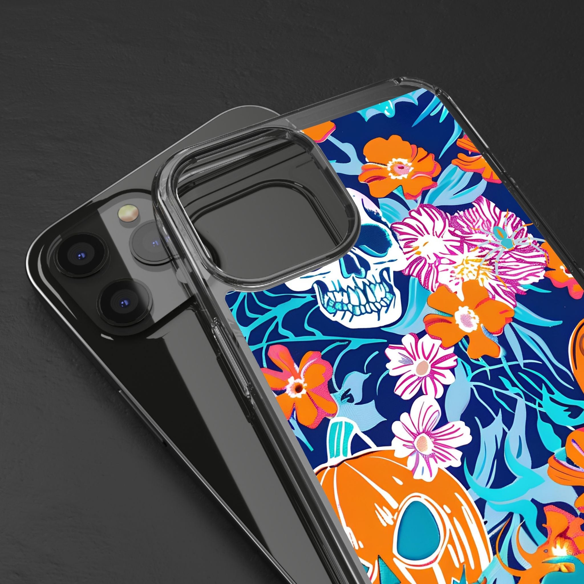 Halloween Floral Clear Case, Artsulli - Art is Long, Life is Short, Phone Case, , , , , , ,
