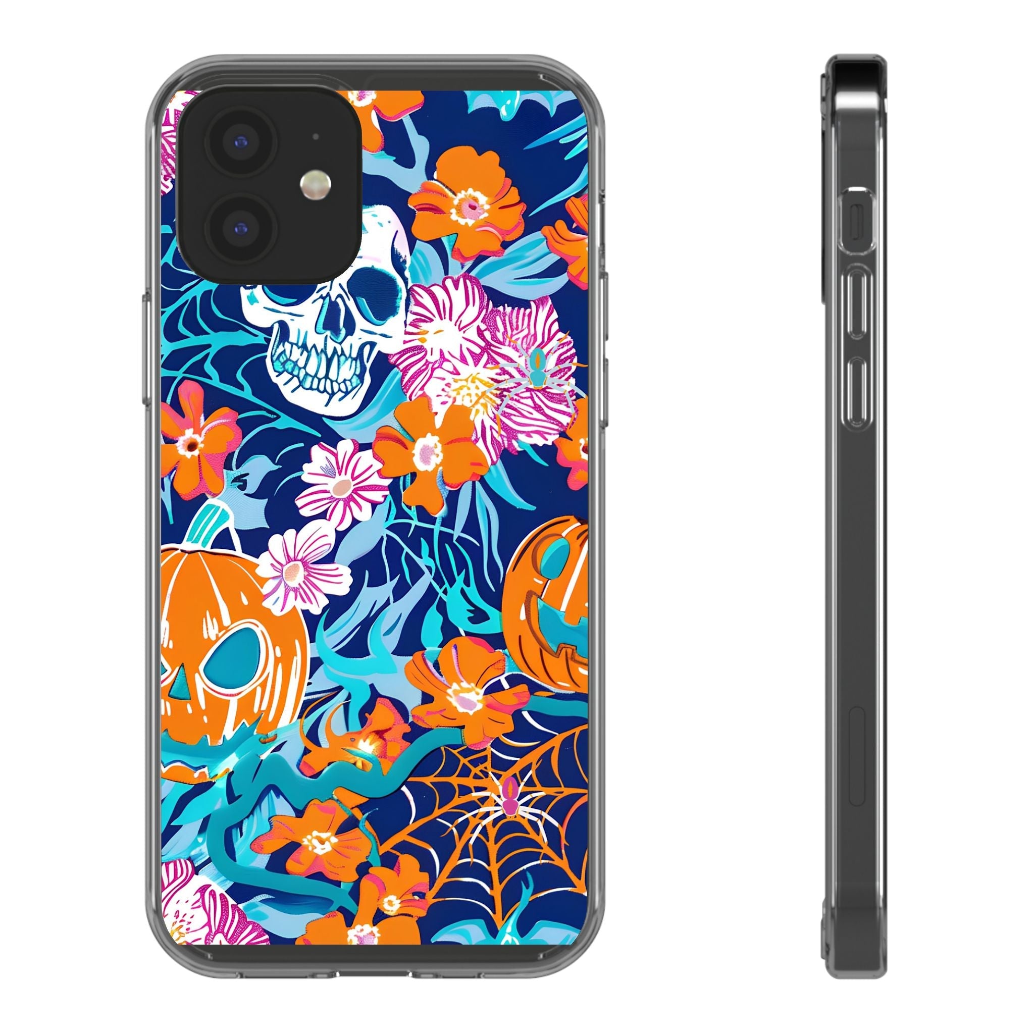 Halloween Floral Clear Case, Artsulli - Art is Long, Life is Short, Phone Case, Size, iPhone 12, Surface, Without gift packaging, , , 15750079857923458487