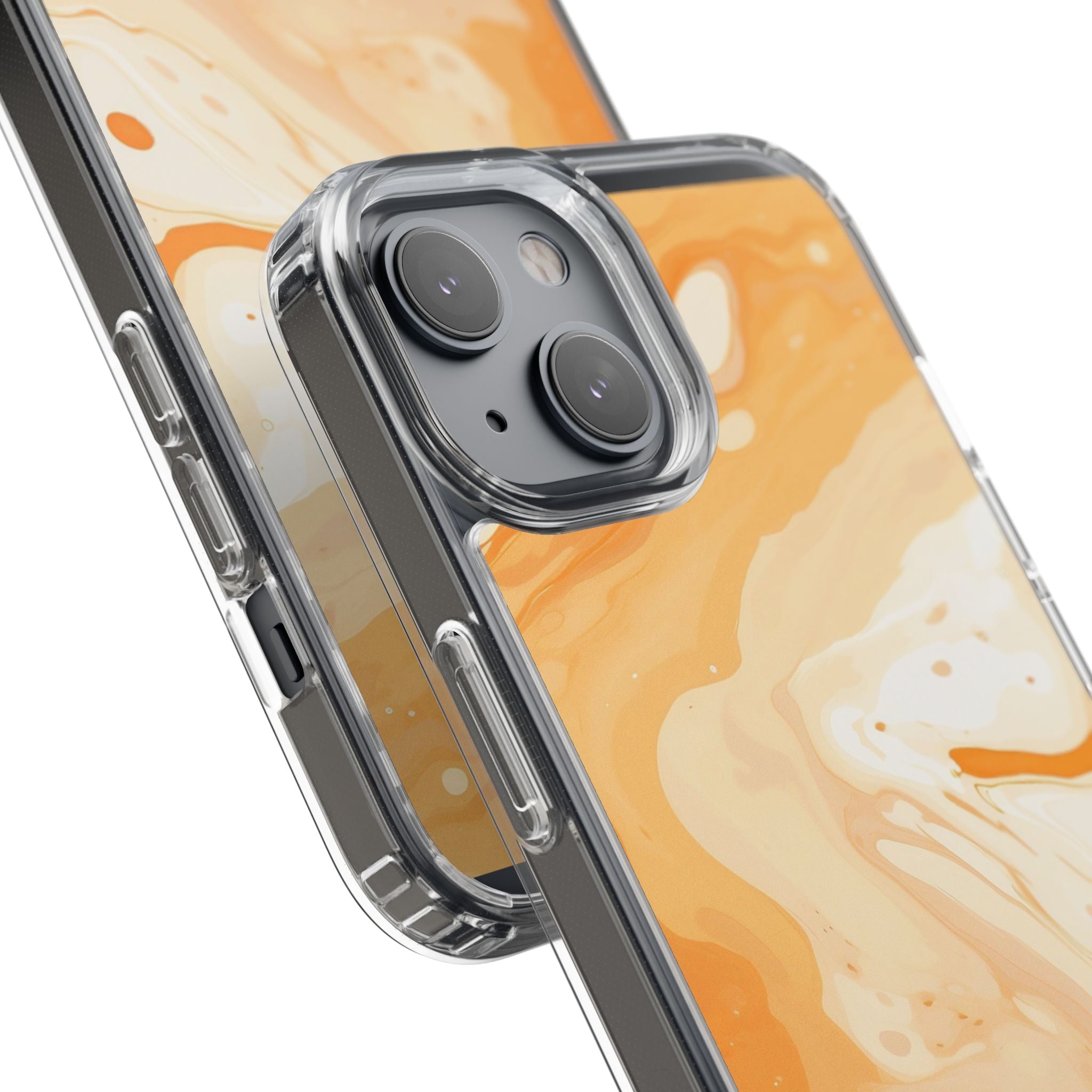 Orange and White Marble Clear Case, Artsulli - Art is Long, Life is Short, Phone Case, , , , , , ,