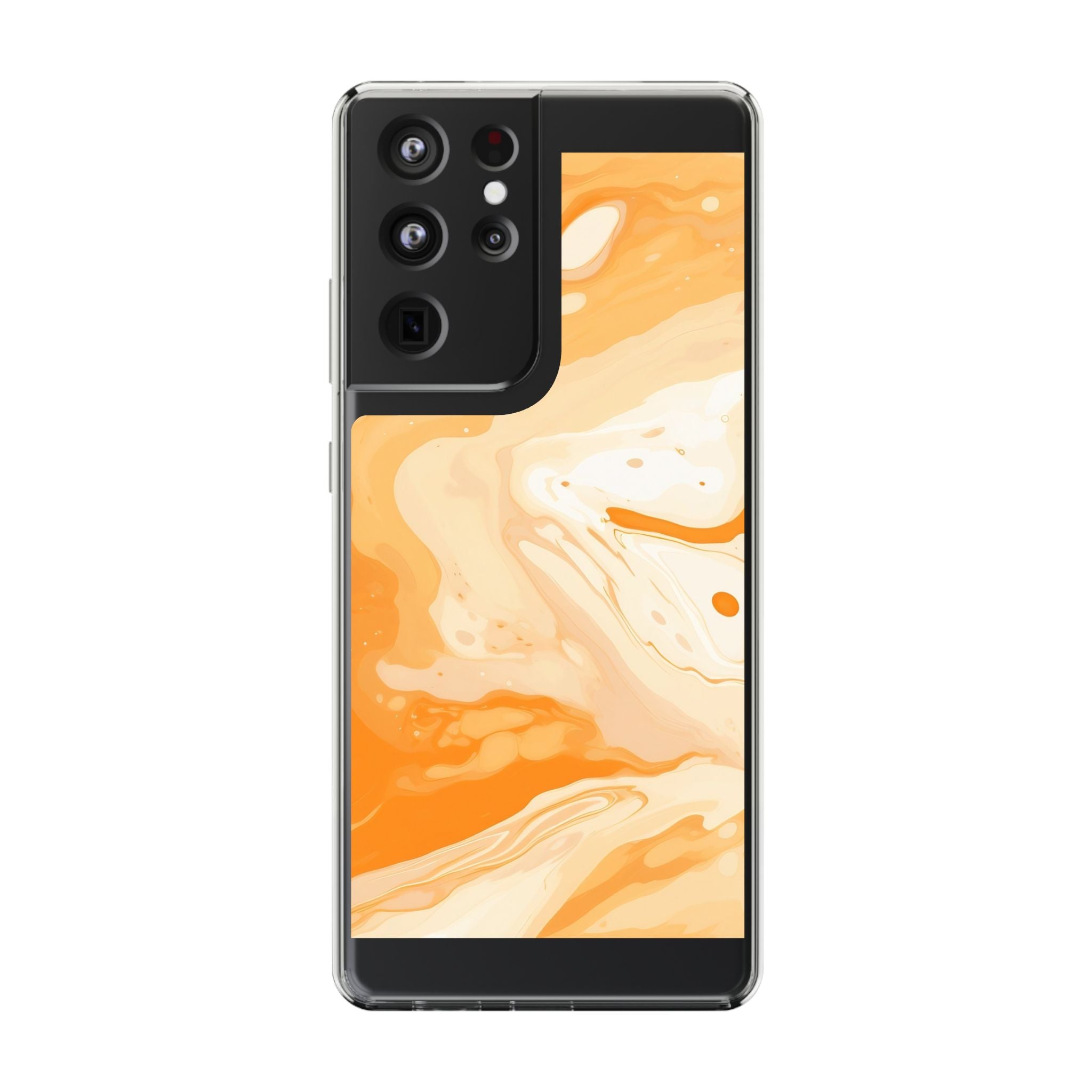 Orange and White Marble Clear Case, Artsulli - Art is Long, Life is Short, Phone Case, Size, Samsung Galaxy S21 Ultra, Surface, With gift packaging, , , 28858652257815972051
