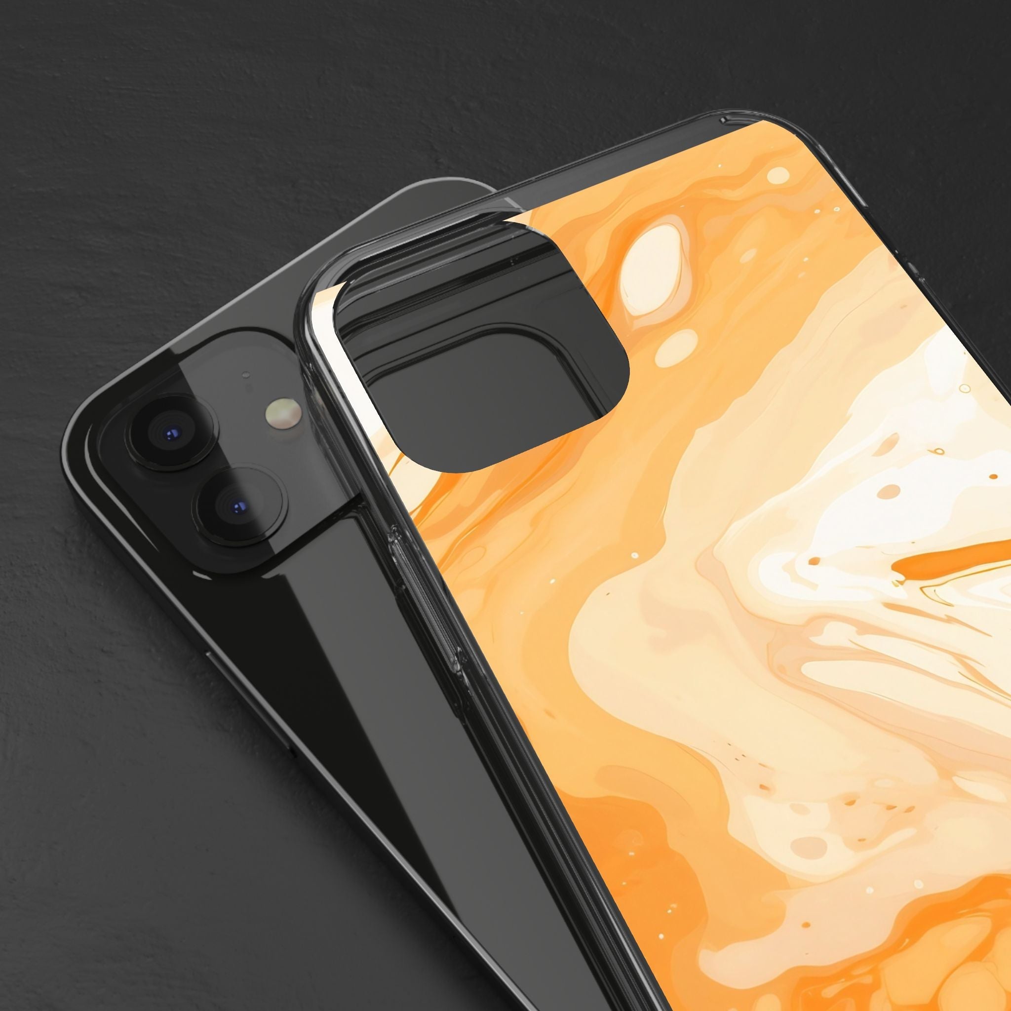 Orange and White Marble Clear Case, Artsulli - Art is Long, Life is Short, Phone Case, , , , , , ,
