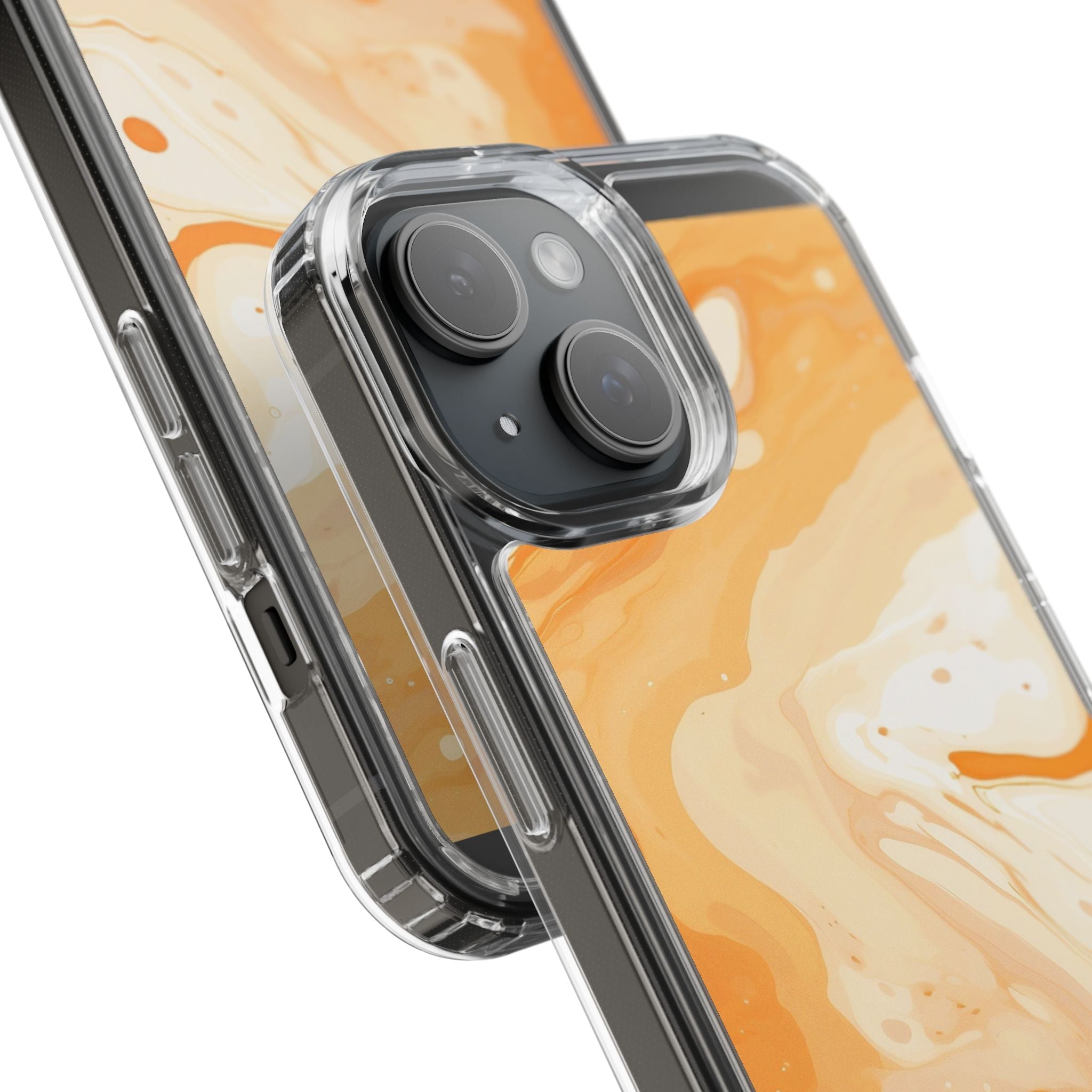 Orange and White Marble Clear Case, Artsulli - Art is Long, Life is Short, Phone Case, , , , , , ,