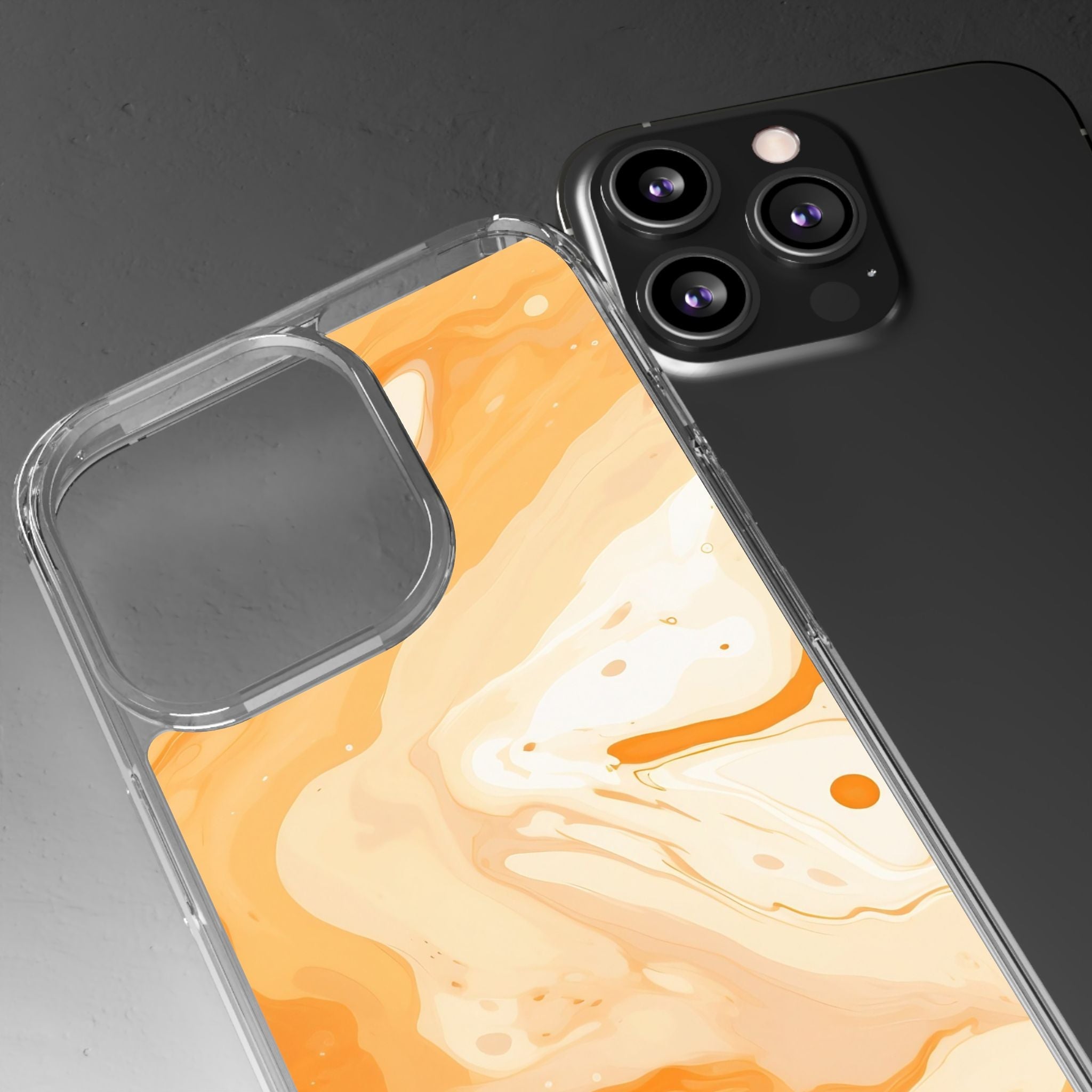 Orange and White Marble Clear Case, Artsulli - Art is Long, Life is Short, Phone Case, , , , , , ,