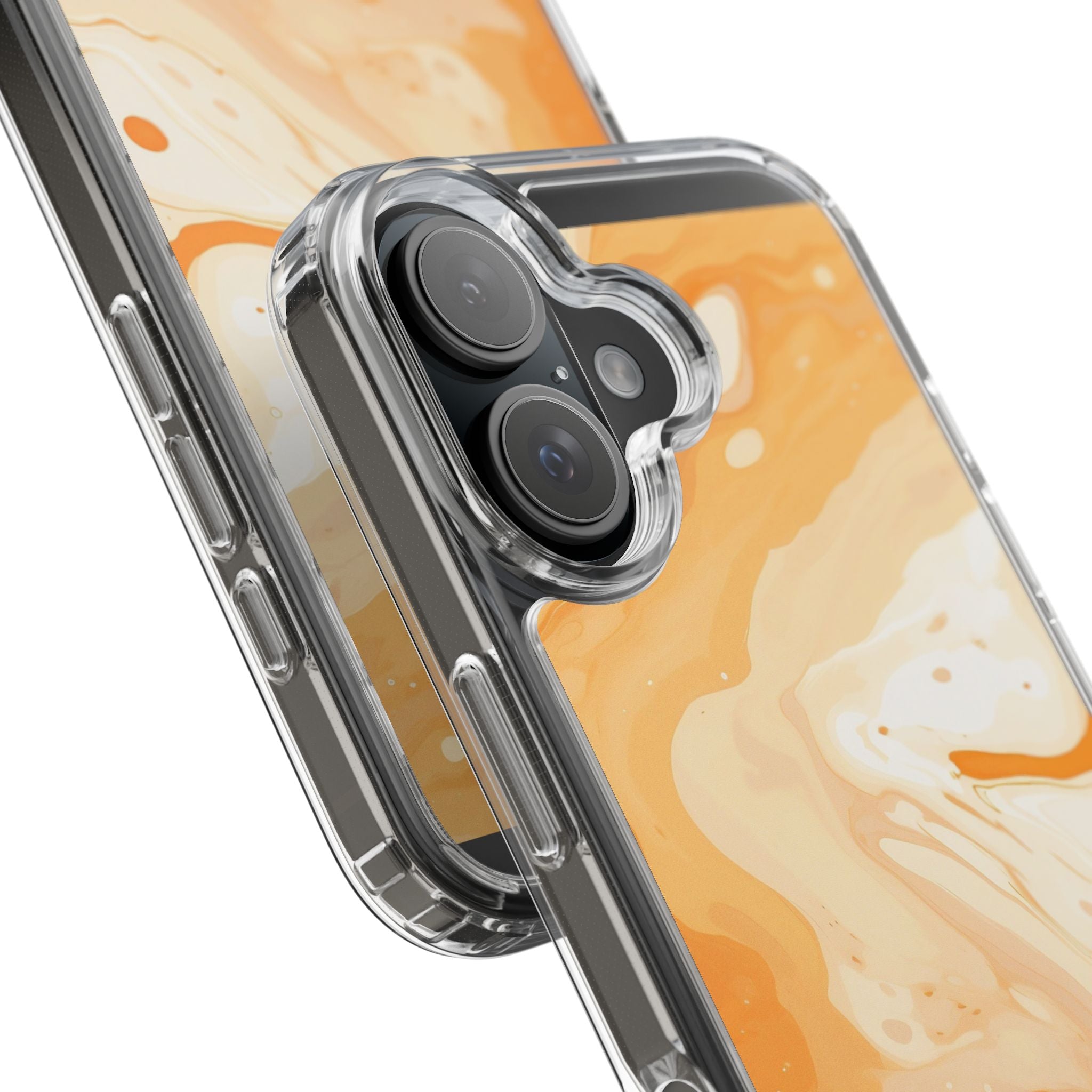 Orange and White Marble Clear Case, Artsulli - Art is Long, Life is Short, Phone Case, , , , , , ,